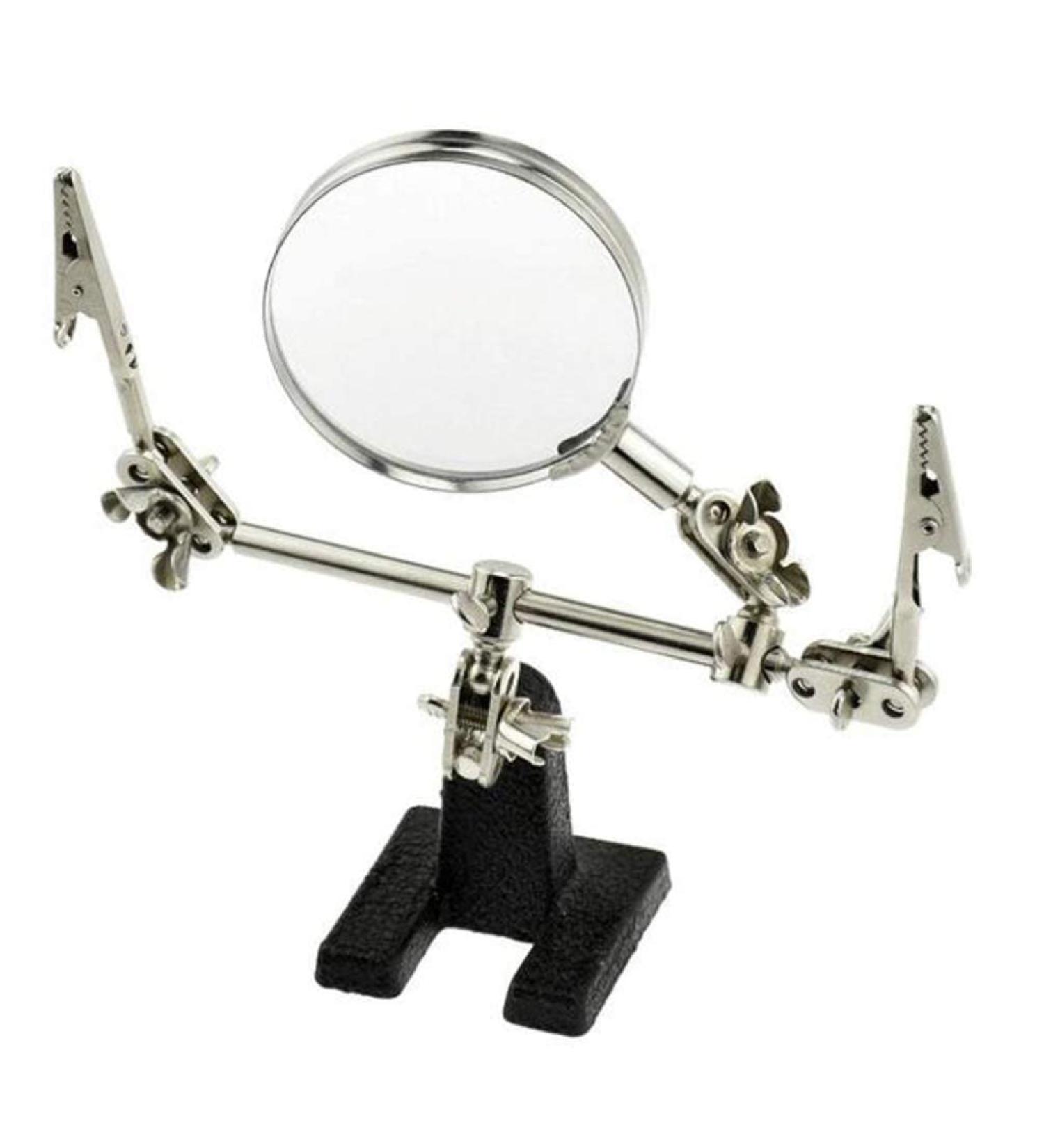Magnifier Adjustable Magnifier Loupe Third Hand Magnifying Glass with Stand Hands Free with Auxiliary Clips and Soldering Iron Stand for Repairing/inspecting Micro Objects - Buy Online on GoSupps.com