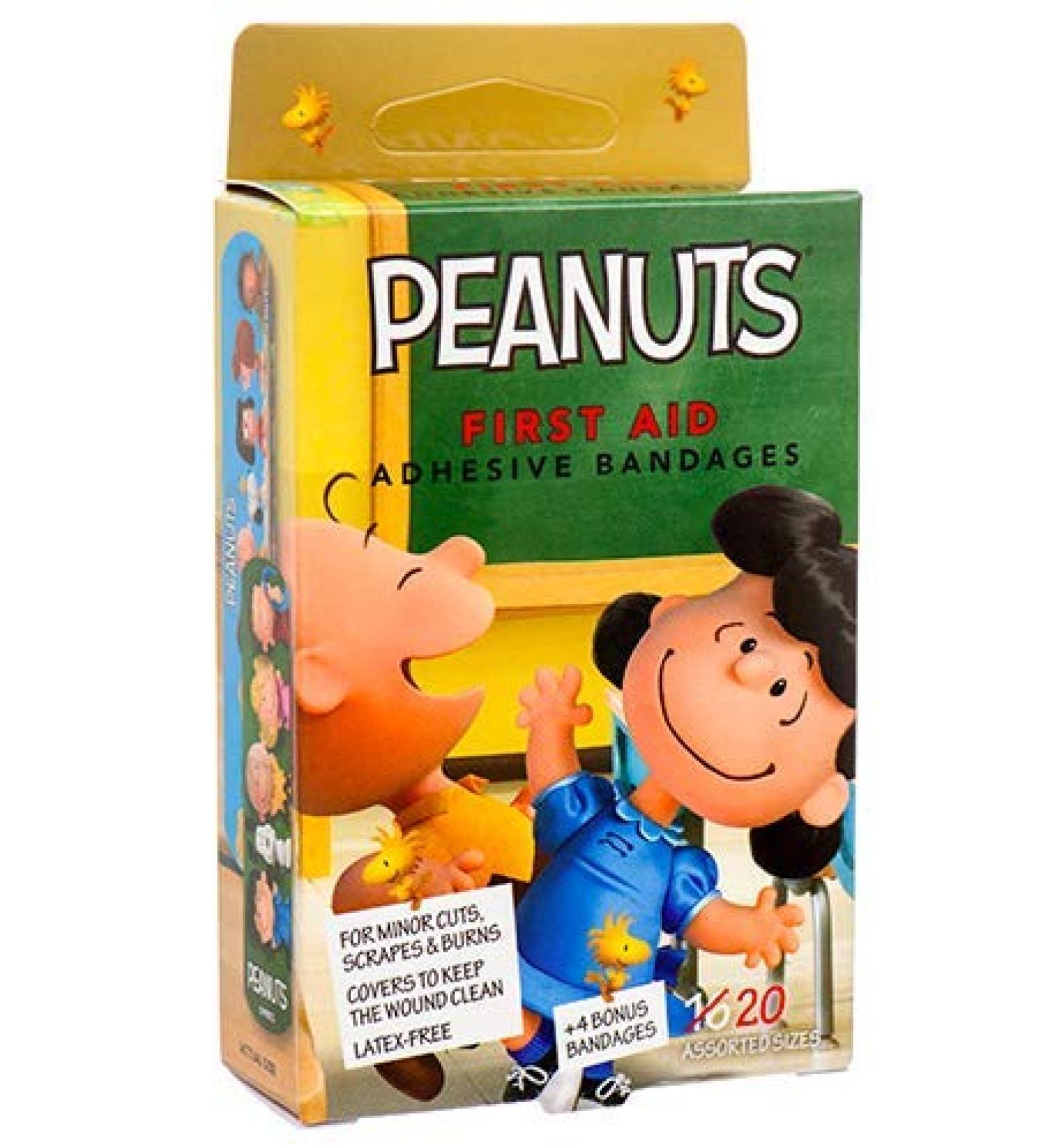 Peanuts Latex Free Adhesive Bandages - Variety Comics Designs - 20 per Box | International Shipping Available - Buy Online on GoSupps.com