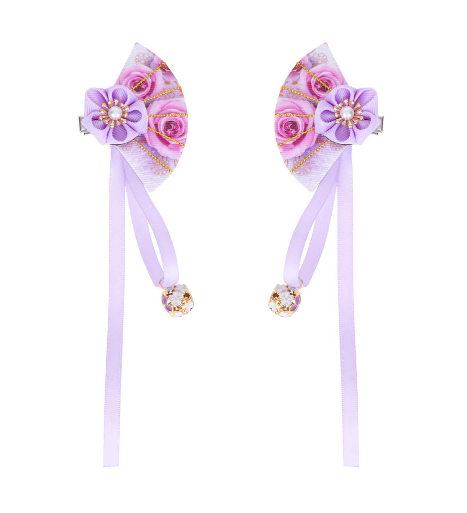 Amosfun Cherry Blossom Hair Clip & Pin Set - Japanese Tsumami Kanzashi Hair Accessories for Women - Purple Yukata Style - Buy Online on GoSupps.com