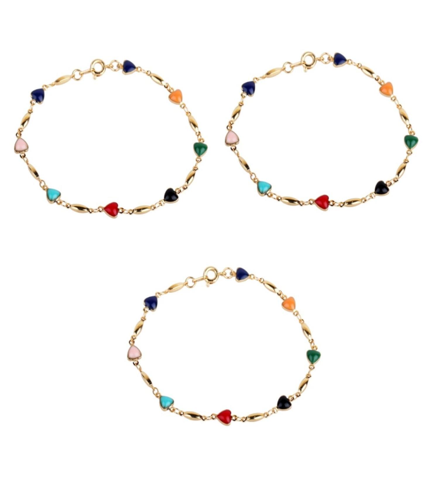 SOIMISS 3pcs Colorful Bracelet Festival Gift Heart Shape Bracelet Slap Bracelet Women Wrist Chain Bracelet for Women Birthday Gifts Adjustable Bracelet Bracelets Women Bracelet Zircon - Buy Online on GoSupps.com