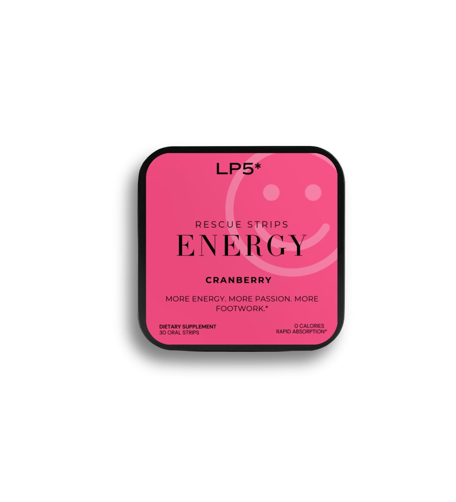 LP5* Energy Rescue Strips Cranberry | 50mg Caffeine + 30 mg L-Theanine + 1000mcg Vitamin B12 Pack of 30 Strips - Buy Online on GoSupps.com
