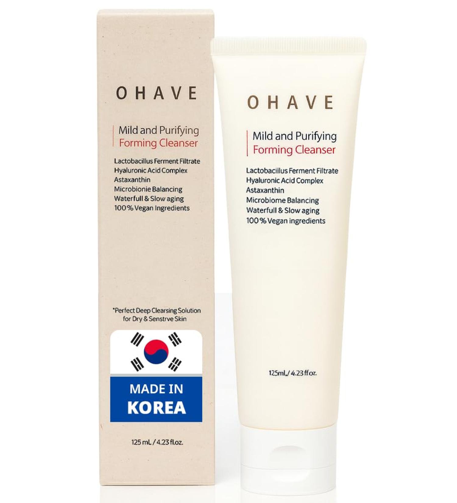 OHAVE Mild & Purifying Foaming Cleanser Gentle Vegan Face Wash korean skin care beauty Hydrating & Soothing makeup remover 4.23 Fl Oz (Pack of 1) - Buy Online on GoSupps.com