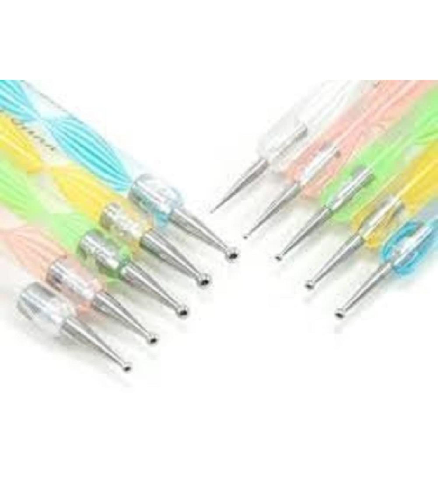 X10 2 WAY NAIL ART MARBLEIZING CRYSTAL PAINT DOTTING PENS TOOL SET KIT DESIGN