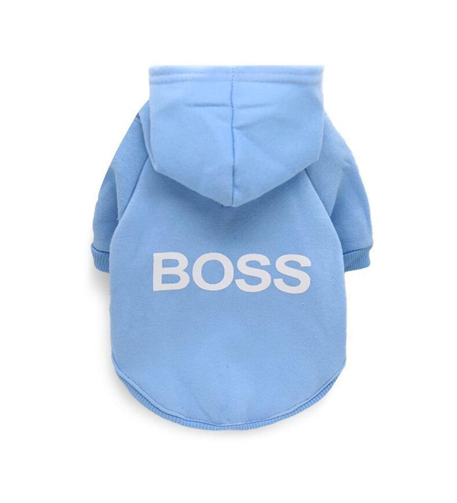 Buy LtuzPet Dog Hoodie with Boss Print - Soft Fleece Warm Dog Jacket in Blue X-Small | International Shipping Available - Buy Online on GoSupps.com