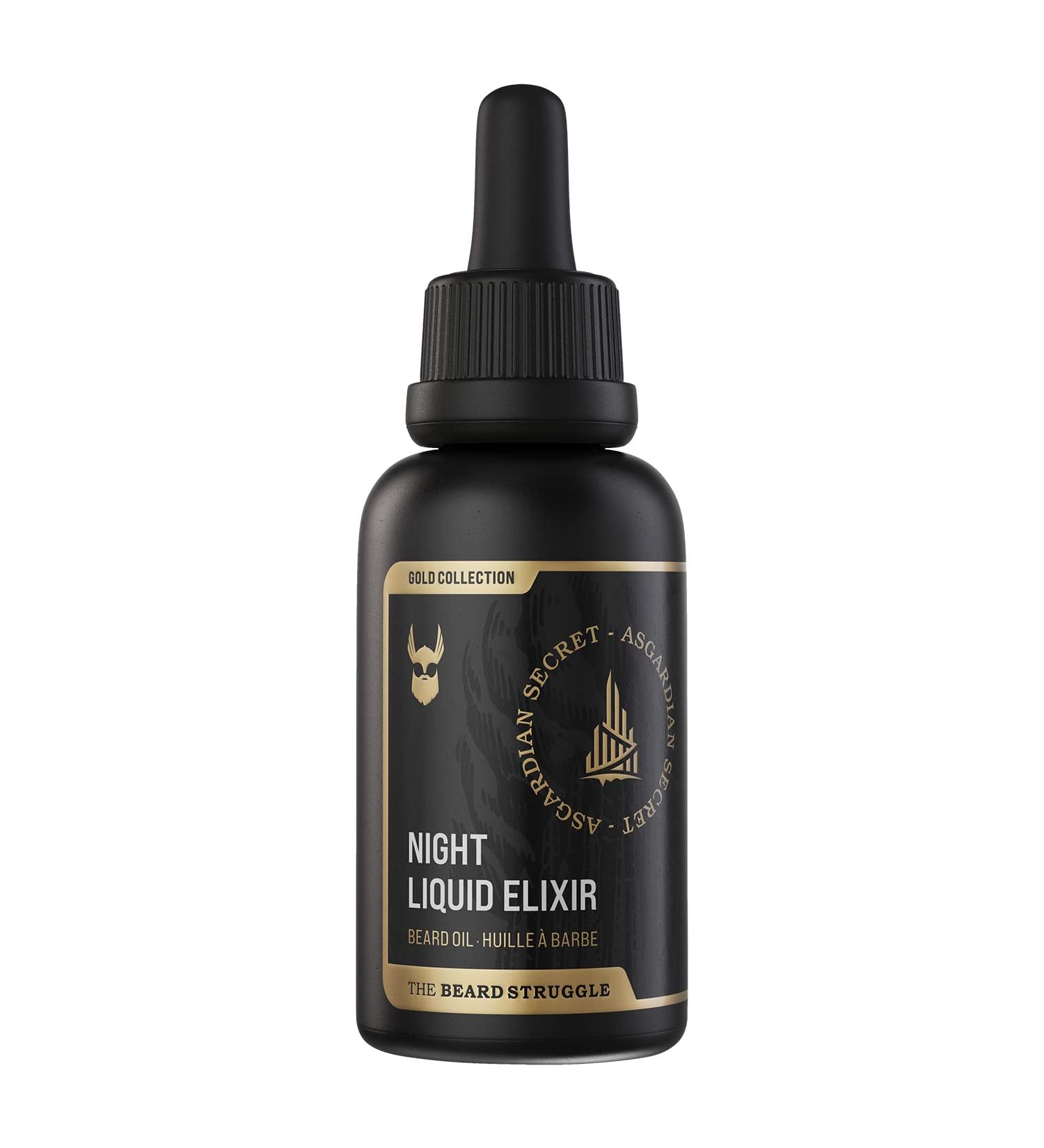 The Beard Struggle Night Liquid Elixir Beard Oil - Gold Collection - Asgardian Secret - 30ml Beard Oil for Men - Natural Blend for Soft, Moisturized & Healthy Beard Growth - Buy Online on GoSupps.com