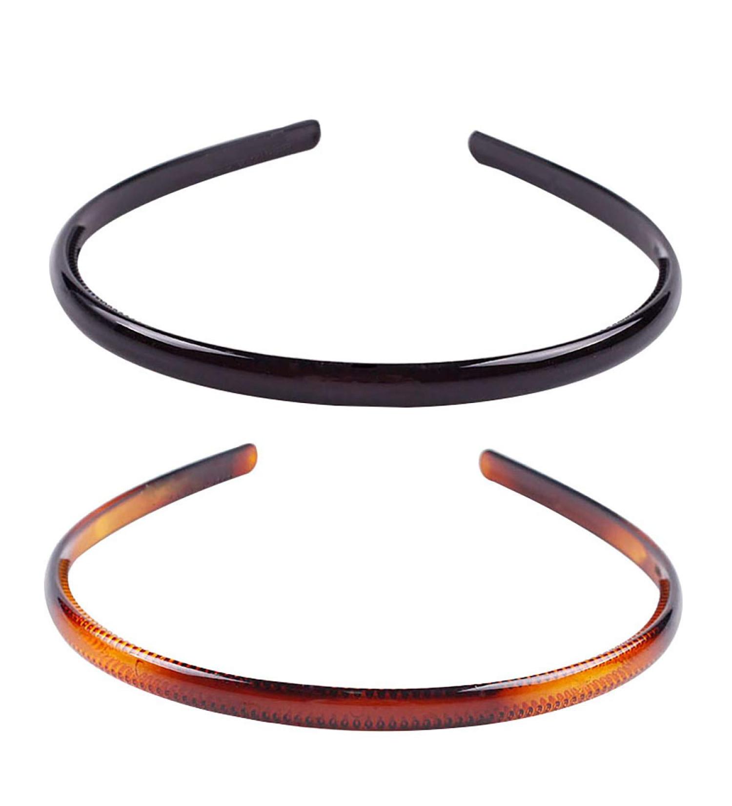 Set of 2 Women Girls Hard Plastic Headband Hair Hoop Black and Brown High-grade Headwear Hairband (Style A#) - Buy Online on GoSupps.com