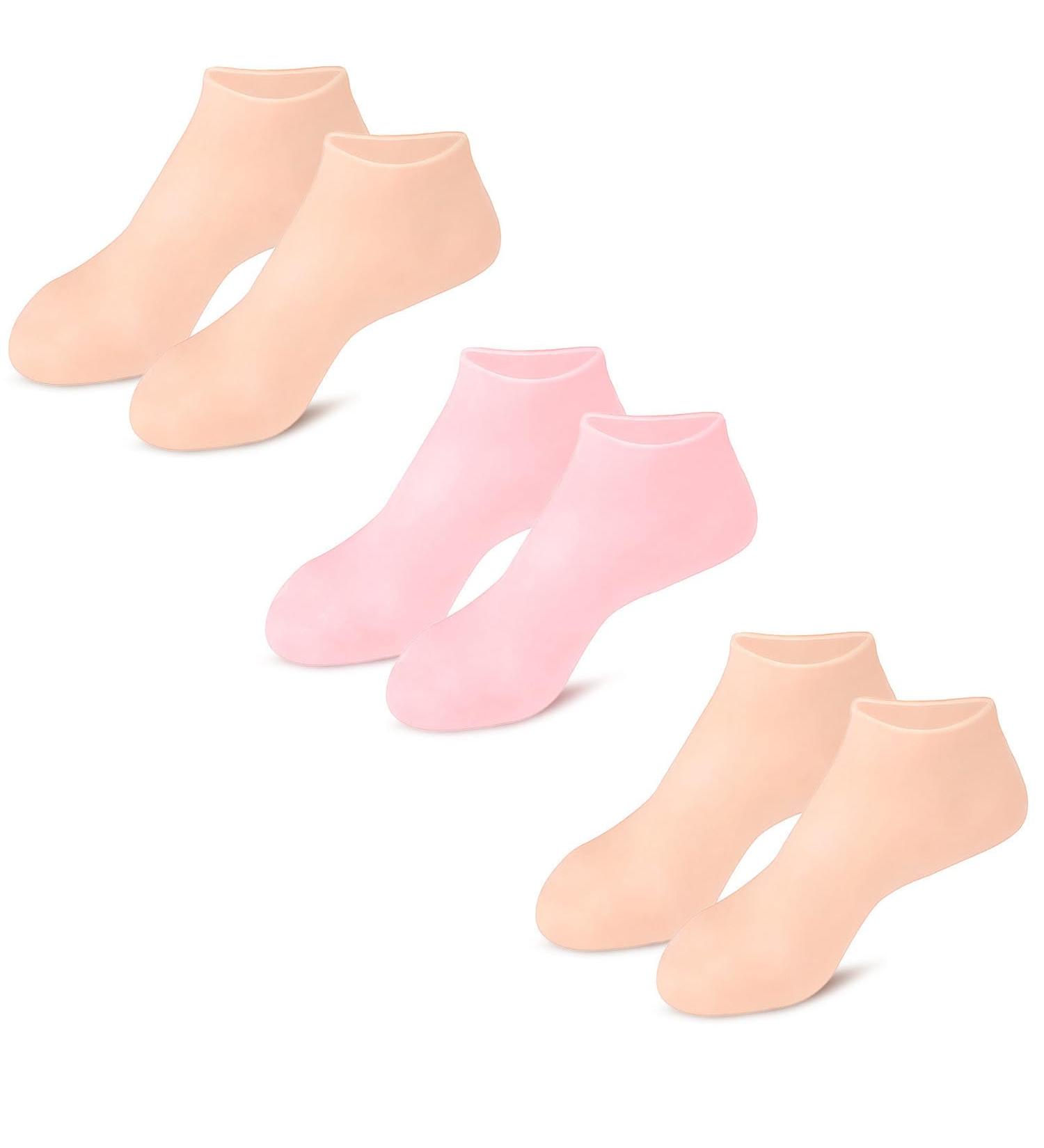 3 Pairs Silicone Socks for Women - 2 Beige & 1 Pink Moisturizing Foot Socks - Anti Slip Soft Moisturizing Socks Aloe Gel Socks for Repairing Dry Feet Cracked Heel Dry Feet (3 Pairs) - Buy Online on GoSupps.com
