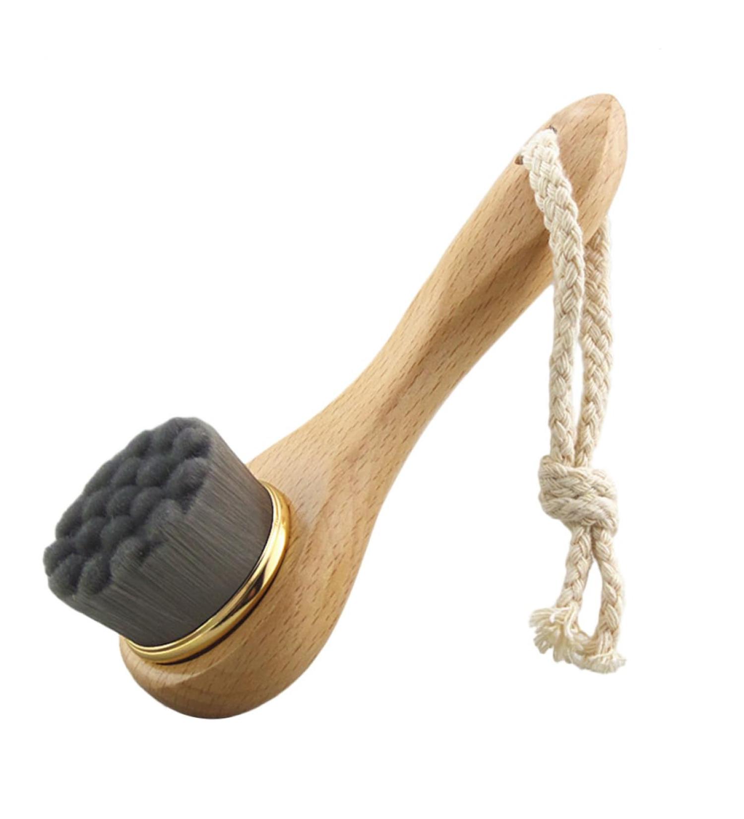 IWOWHERO Facial Cleansing Brush Wooden Skin Scrubbers Blue Headpiece Facial Scrub Brush Cleaning Brush Microfiber Brush Wood Skin Wash Brush Natural Face Sponge Brush Bamboo - Buy Online on GoSupps.com