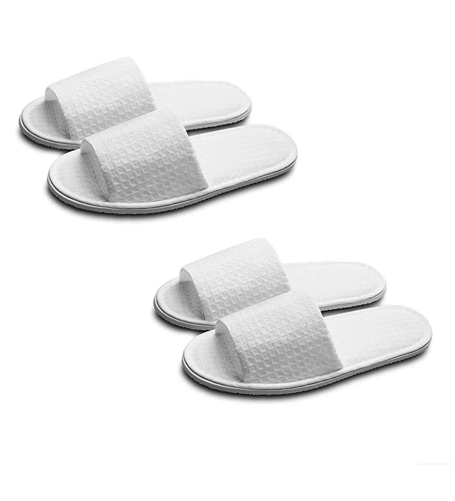 Luxurious Ericotry Open Toe Spa House Shoes - 2 Pairs White Slippers for Men & Women | Perfect for Hotels Guests and Travel - Buy Online on GoSupps.com