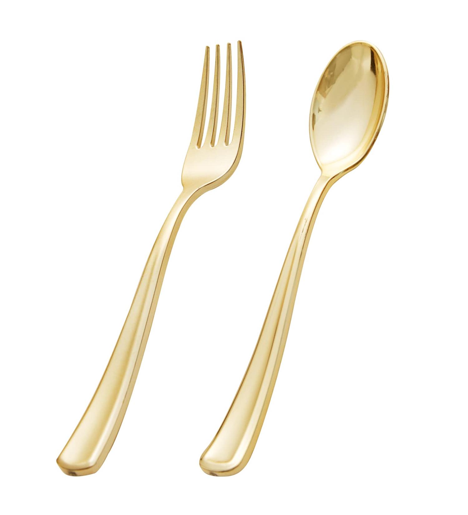 BUCLA 200 Piece Gold Plastic Silverware Set - Disposable Utensils for Catering, Parties, and Weddings - Buy Online on GoSupps.com