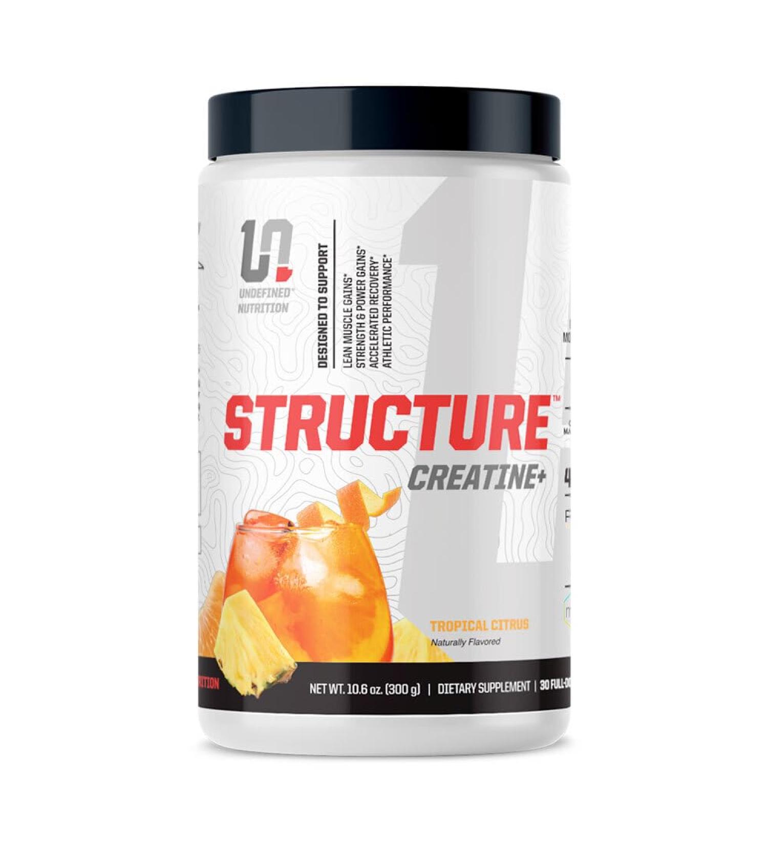 Undefined Nutrition Structure Creatine+ by Brian Shaw - Micronized Creatine Magnesium Chelate HMB & PEAK ATP - 30 Servings Tropical Citrus - Strength Power Recovery - Buy Online on GoSupps.com