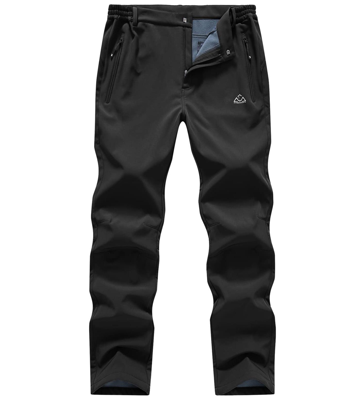 Gopune Men's Snow Ski Waterproof Softshell Pants | Windproof & Insulated Hiking Pants - Black, Size 32 - Buy Online on GoSupps.com
