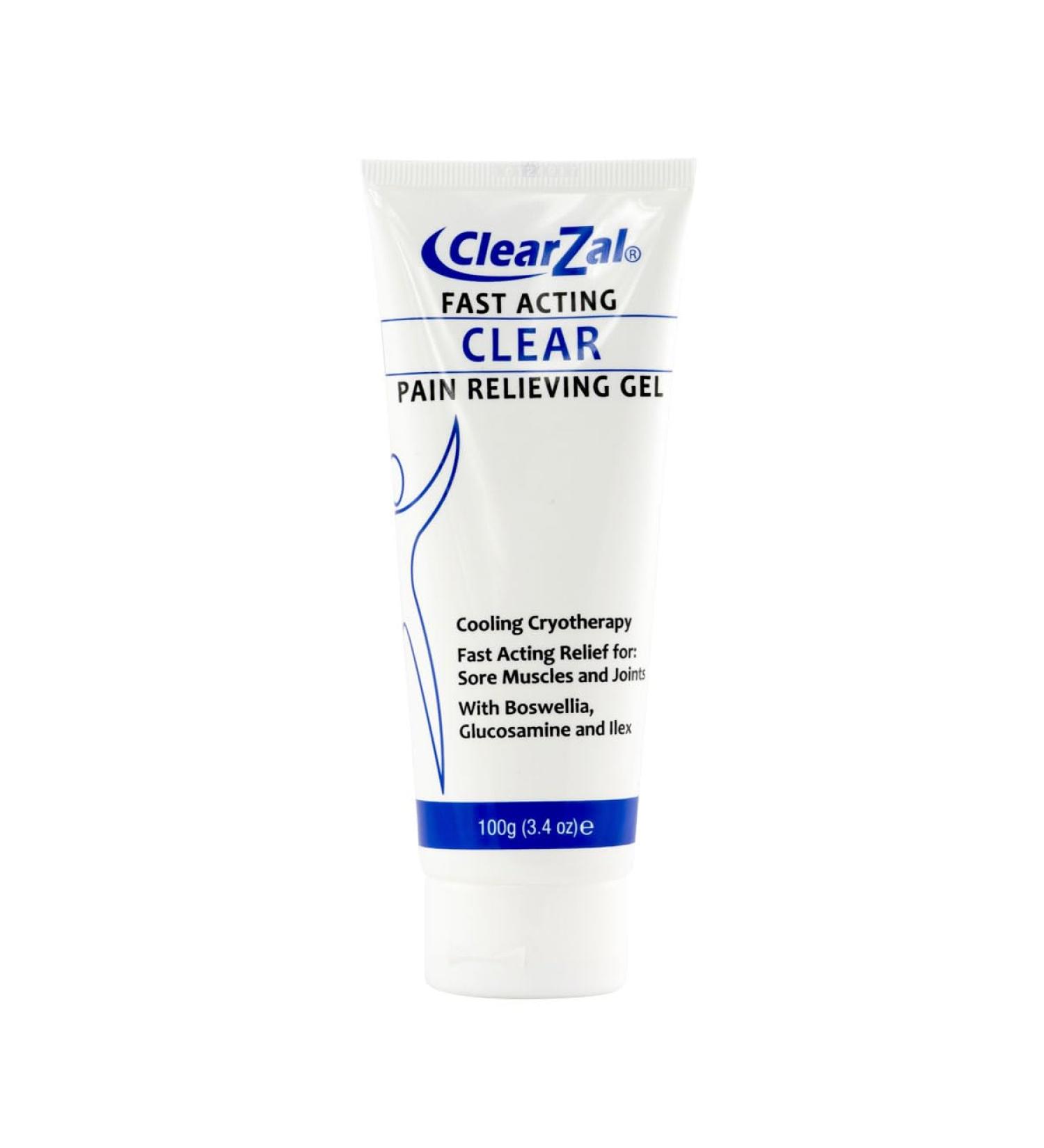 ClearZal Fast Acting Clear Pain Relieving Gel with Cooling Cryotherapy Boswellia and Glucosamine for Sore Muscles and Joints Soothing Cooling Gel 3.4 oz - Buy Online on GoSupps.com