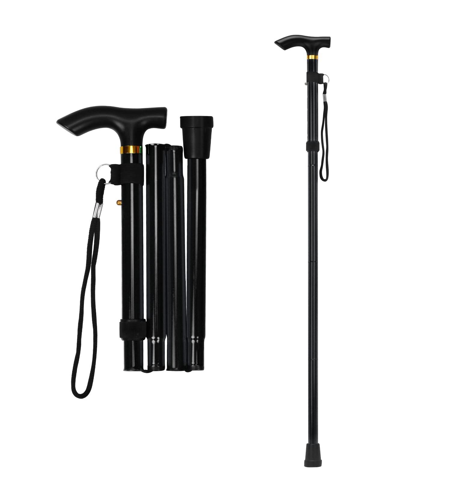 Supregear Folding Walking Stick - Adjustable & Lightweight Collapsible Walking Aid for Elderly Men & Women - Travel Cane in Black - Buy Online on GoSupps.com
