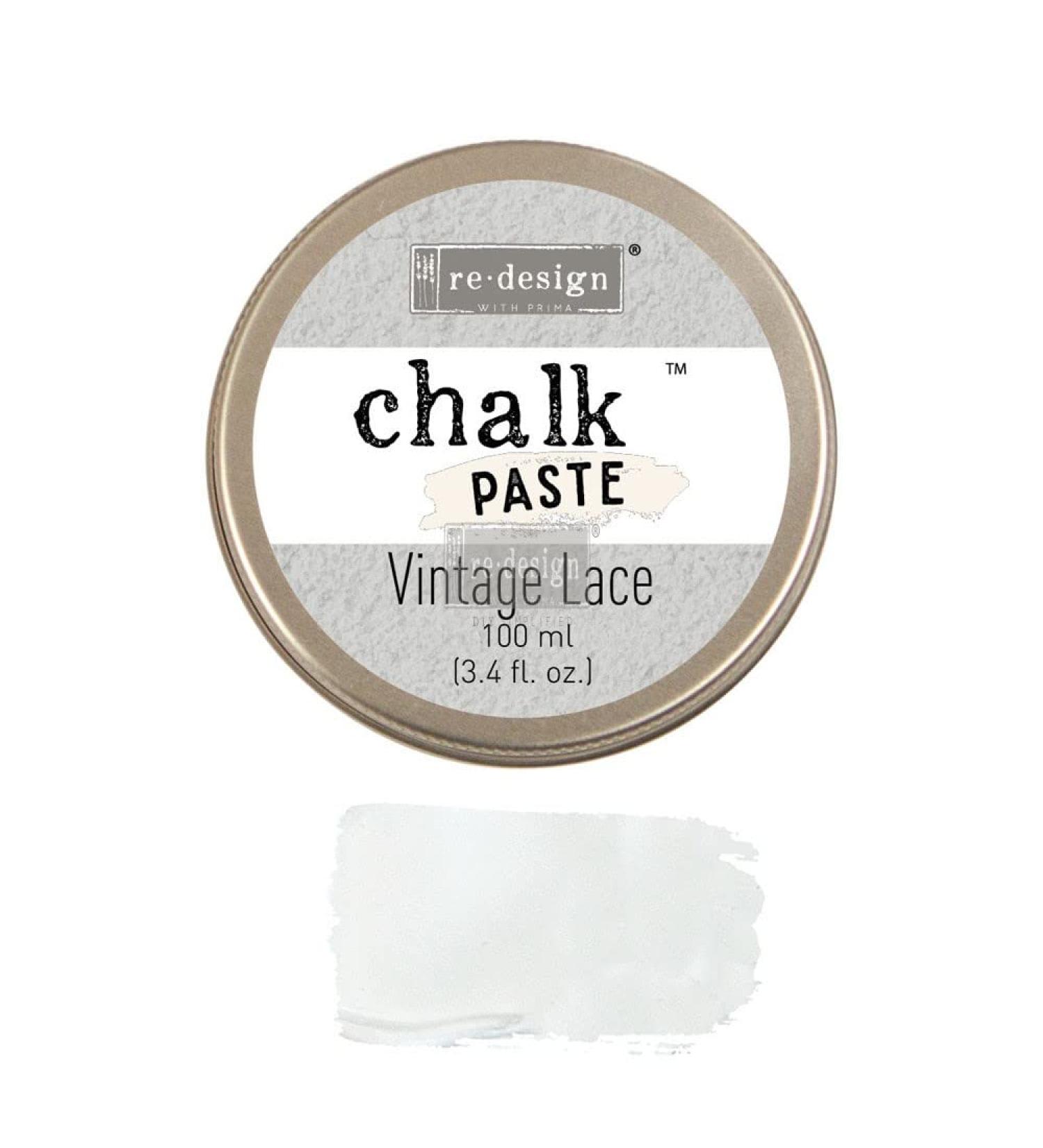 Redesign Chalk Paste 3.4 Fl. Oz. (100Ml)-Vintage Lace Paint Ink for Fabric Wood Silk Screen Stencils Screen Print,Home Decor,Wood,T-Shirt Printing Memorial's Day Decorations,Mother Gifts