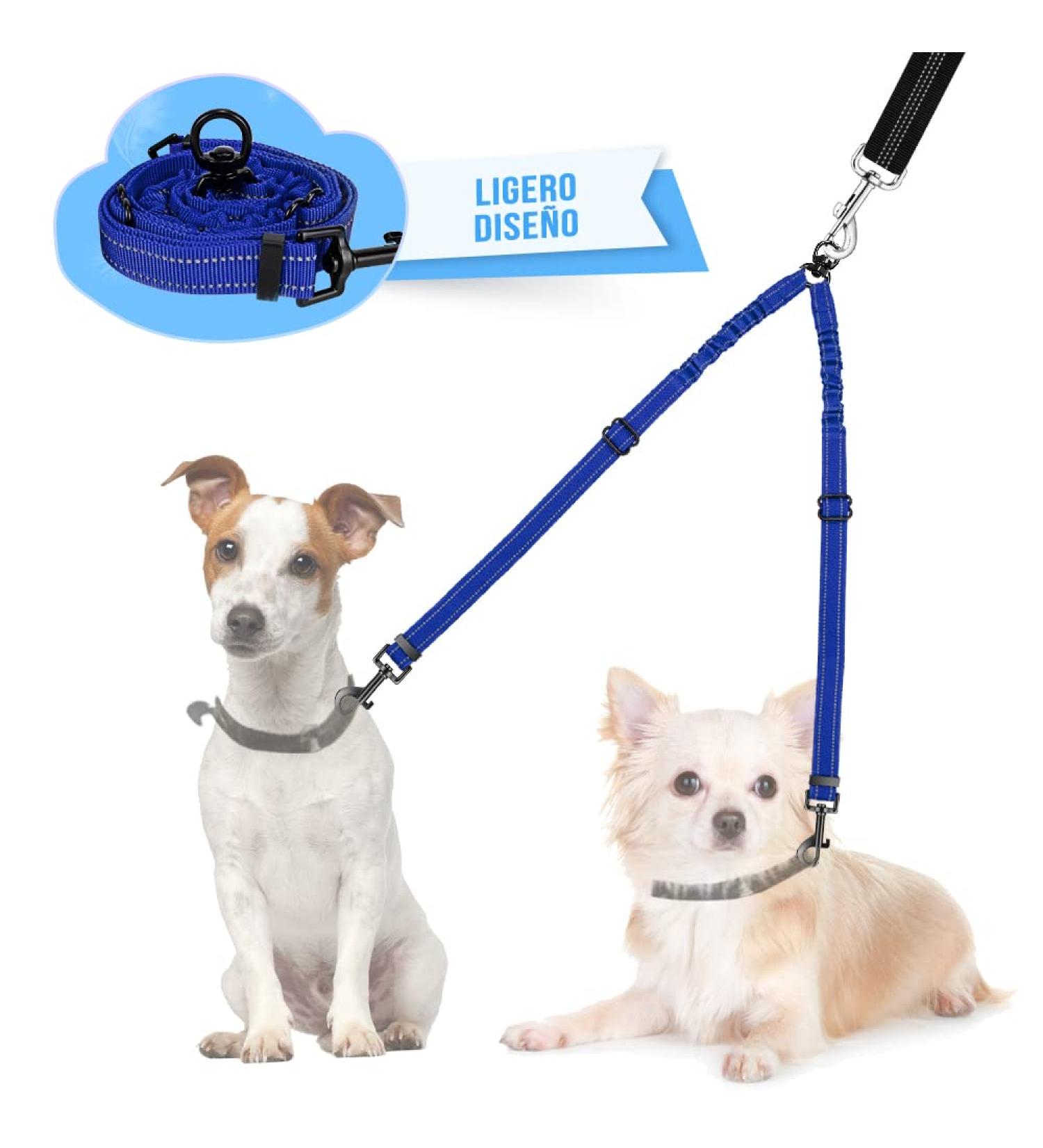 Buy Slowton Adjustable Double Dog Leash for 2 Dogs - 360 Rotatable & Reflective - Light Blue for Small Dogs (3-9 kg) - Buy Online on GoSupps.com