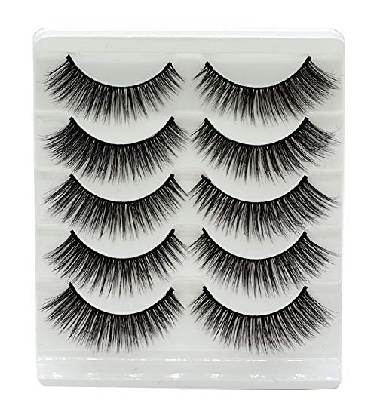 Vivis False Eyelashes 5 Pairs 3D Mink Natural Lashes Cross Fluffy Volume Hand-made Natural Dramatic Fake Eye Lash Black Soft for Various Makeups A19 - Buy Online on GoSupps.com