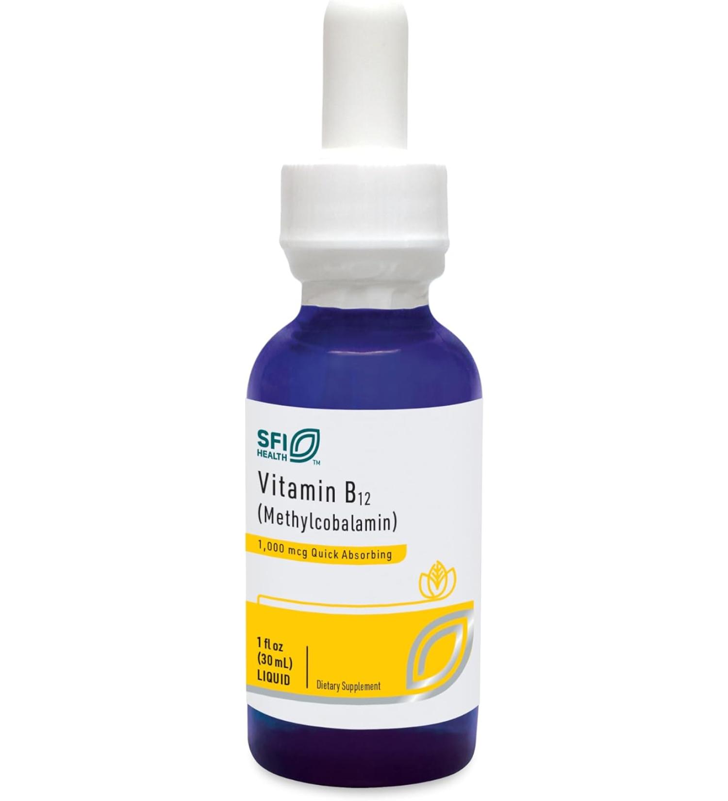 Klaire Labs B12 Liquid Drops 1mg - Active Methylcobalamin for Efficient Absorption - Hypoallergenic Vitamin B12 Supplement - 30ml - Buy Online on GoSupps.com