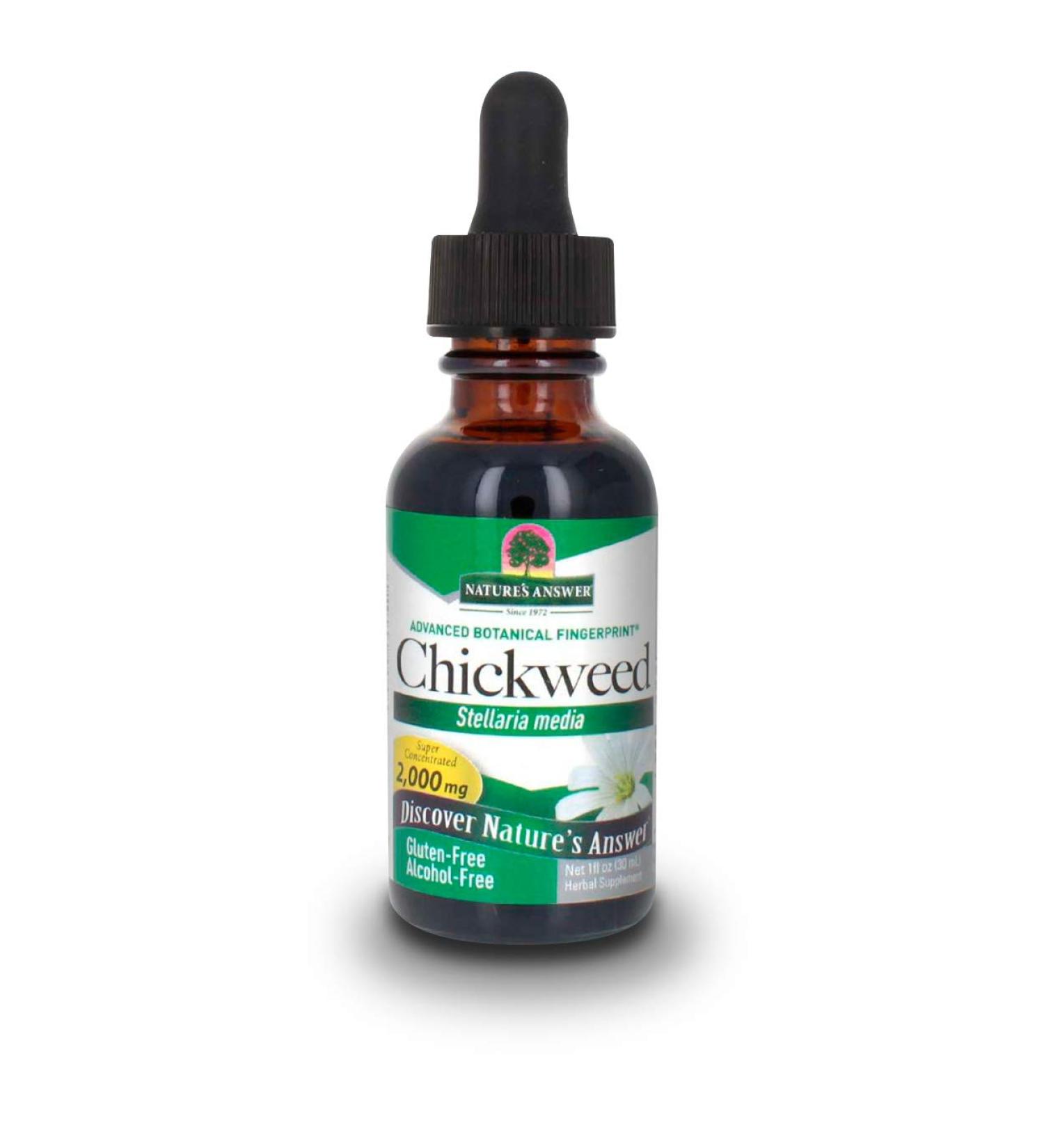 Nature's Answer Chickweed 2000mg Herbal Supplement - Non-GMO, Kosher, Alcohol-Free, Gluten-Free, Vegan - 1 FL Oz - Buy Online on GoSupps.com
