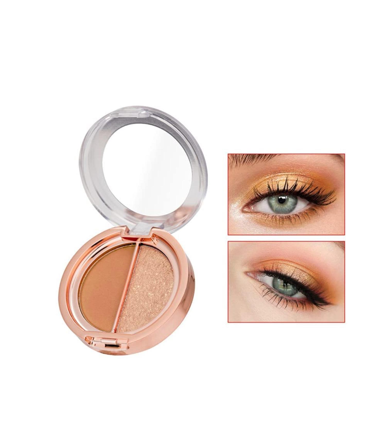 Timipoo Double Color Eye Shadow Palette - High Pigment Matte, Shimmer, Metal Shades - Waterproof & Long-Lasting - 04 Golden Brown - Buy Online on GoSupps.com