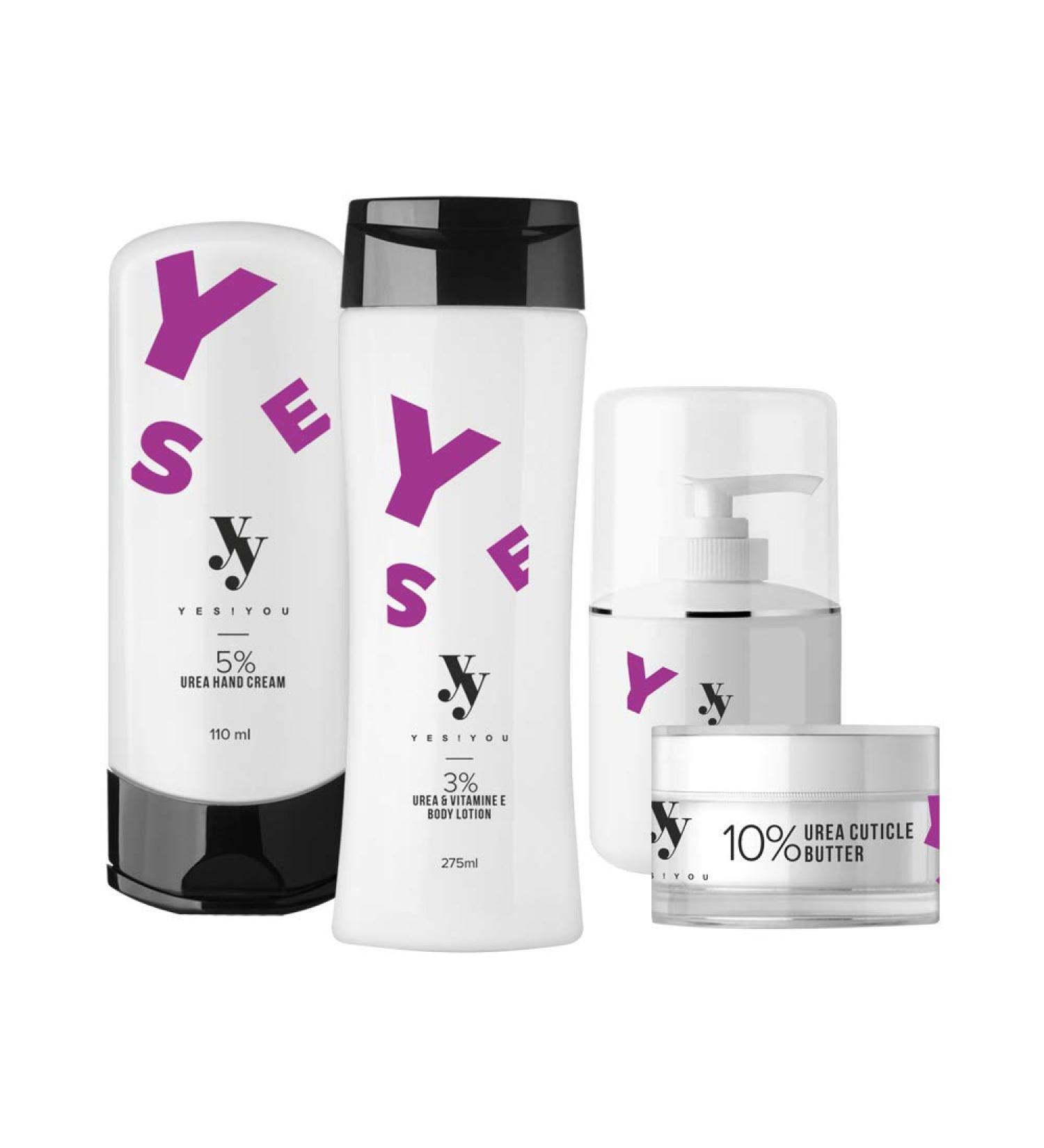 YES!YOU Urea Body Care Set - Moisturizing Hand Cream Foot Cream Body Lotion & Cuticle Butter for Intense Hydration | International Shipping Available - Buy Online on GoSupps.com
