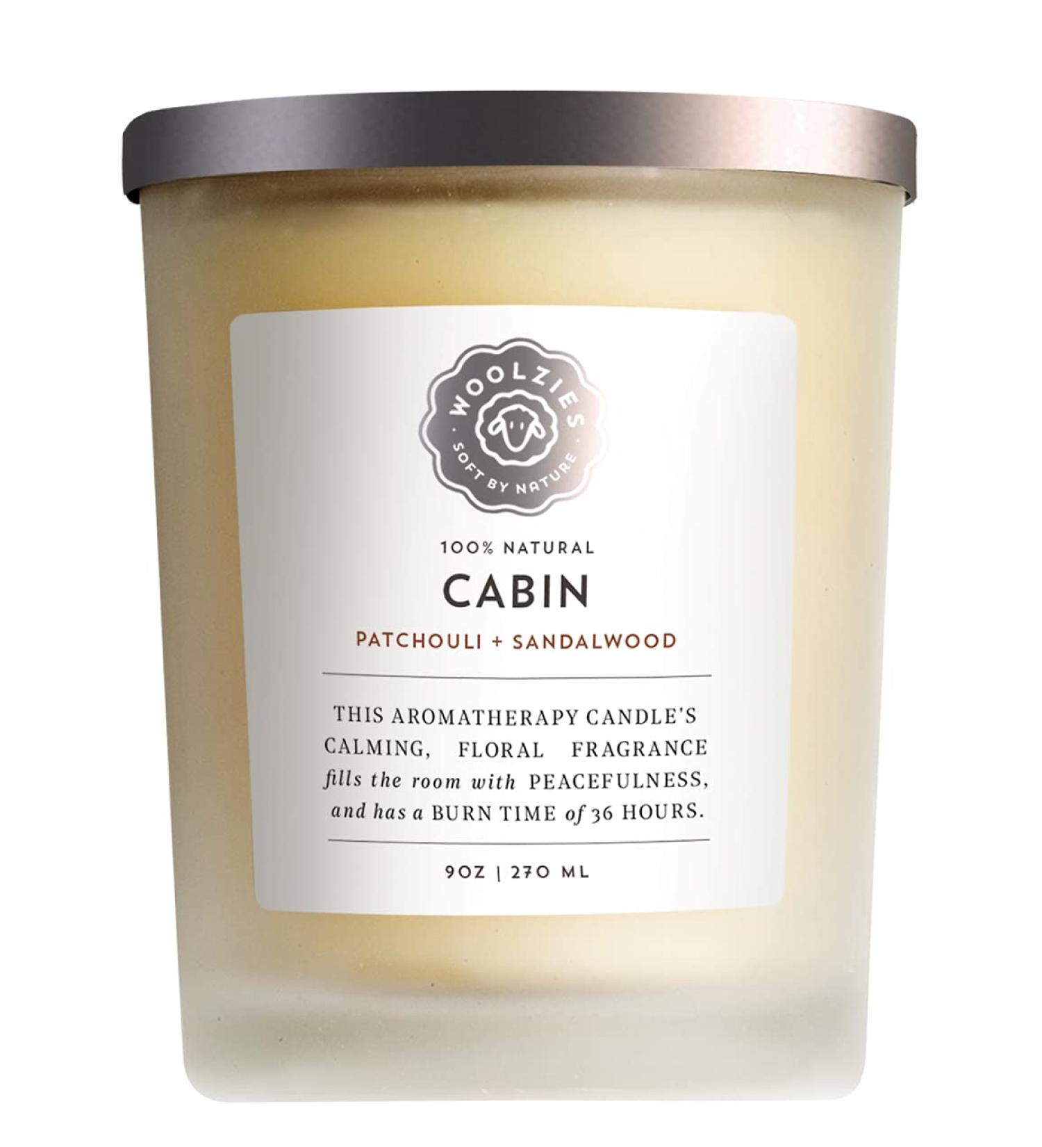 Woolzies Natural Soy Wax Candle | Hand Poured Long Lasting Reusable Glass Jar Scented Candle | 9 OZ (Patchouli + Sandalwood)