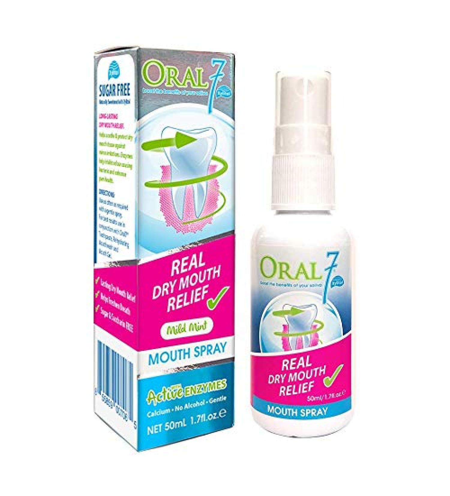 Oral7 Dry Mouth Spray Containing Enzymes with Xylitol, Moisturizing Mouth Spray Dry Mouth Relief, Promotes Gum Health and Fresh Breath, Oral Care and Dry Mouth Products 1.7 fl.oz