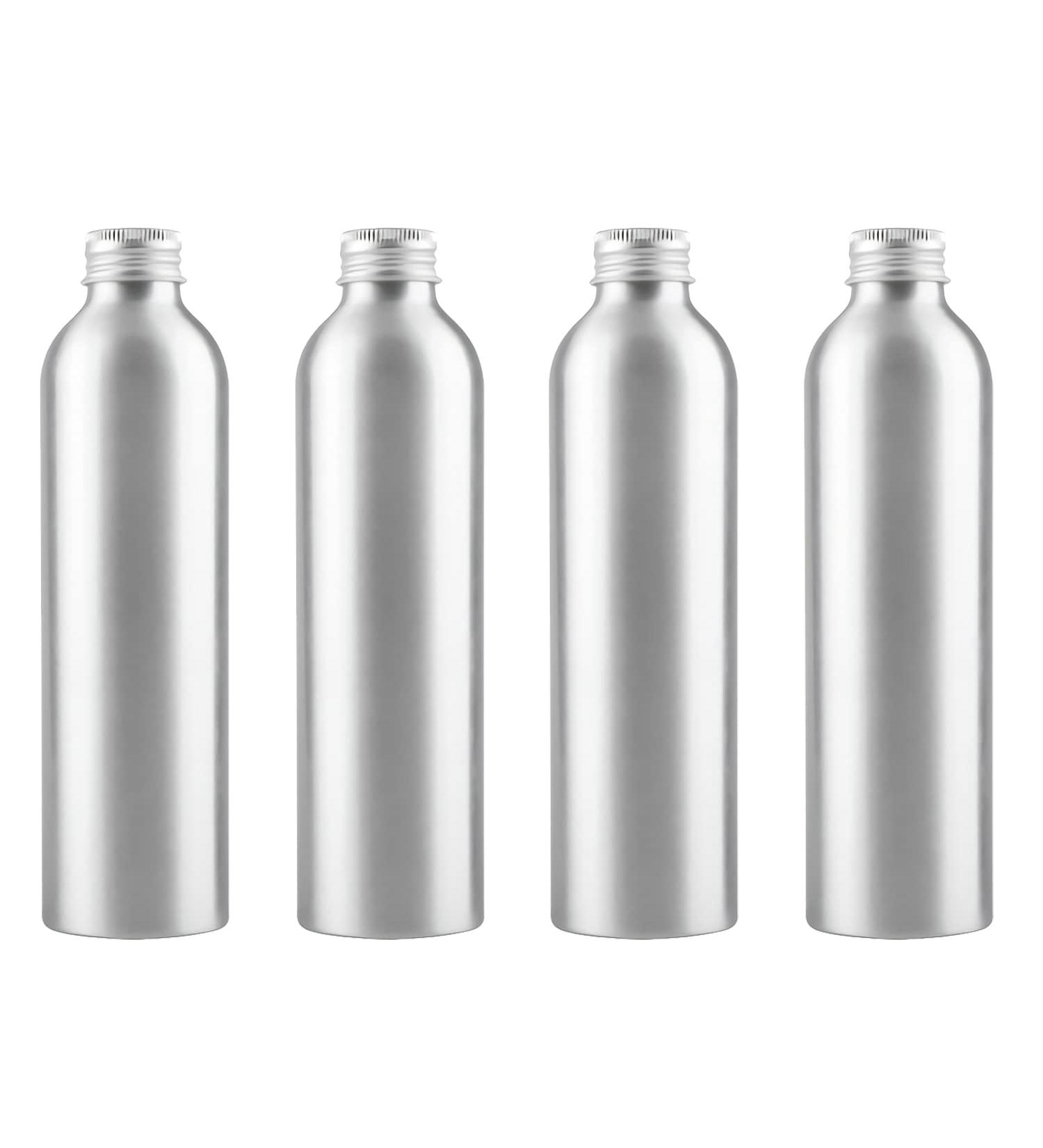 Zeoabsy 4 Pack 250ml Silver Aluminum Bottles - Lightweight Durable Ideal for Cosmetics & Travel - Perfect for Oils & Essences - Buy Online on GoSupps.com