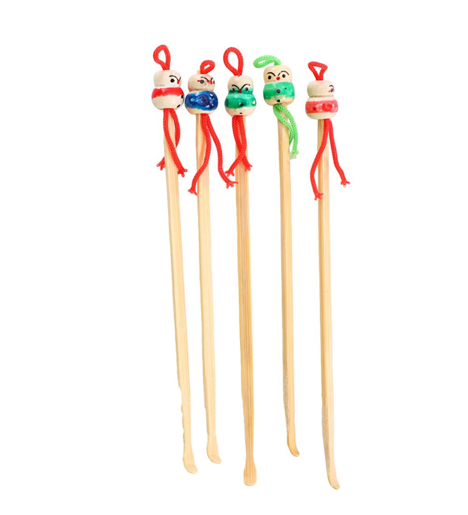 Bamboo Ear Pick Curette Wax Remover Cleaner with Doll Head - 5pcs Ear Cleaning Tools for Earwax Removal - Buy Online on GoSupps.com