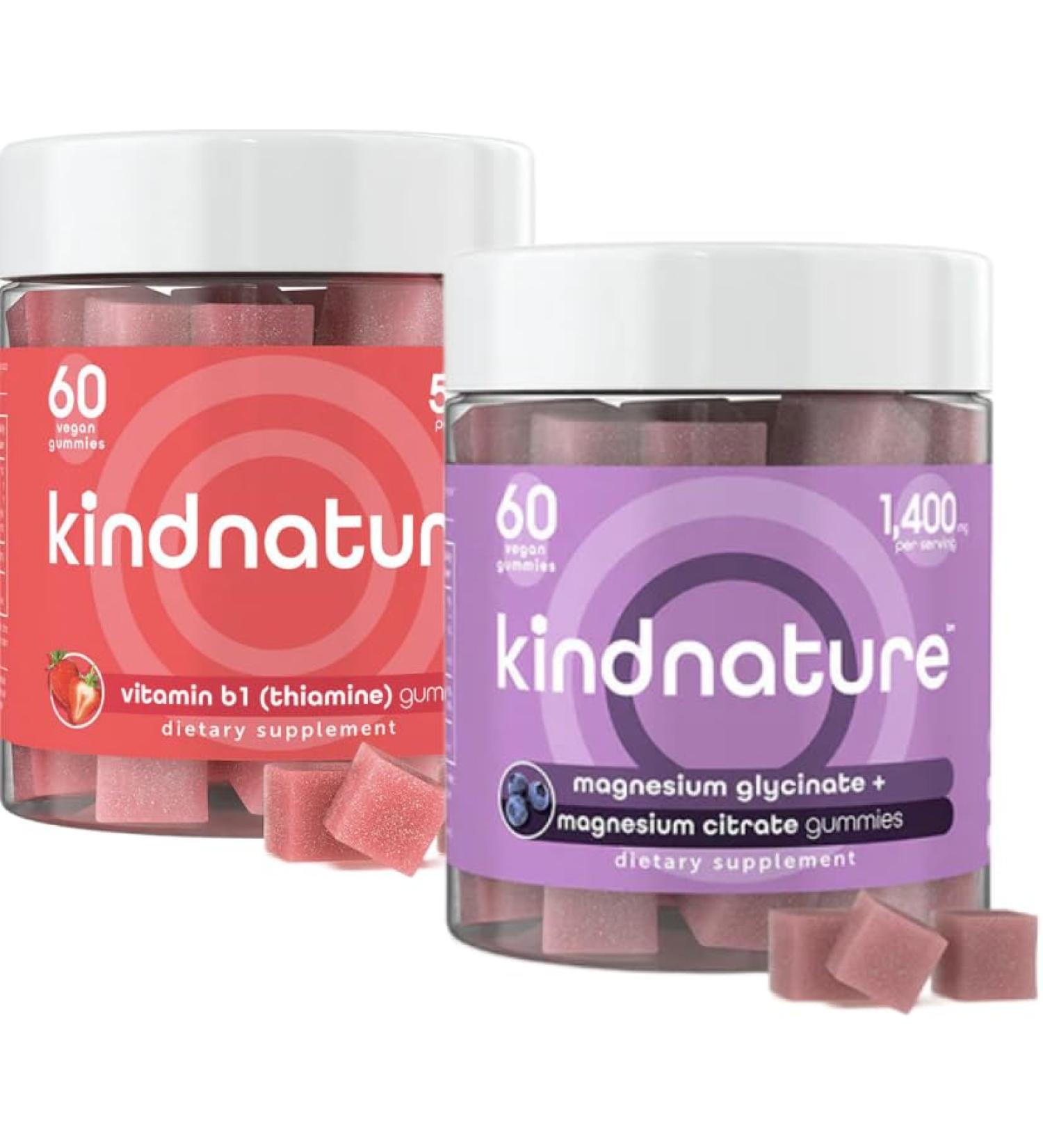 KINDNATURE Power Duo: Magnesium & Vitamin B1 Gummies Bundle Enhanced Energy & Nerve Support, Delicious & Chewable - Buy Online on GoSupps.com