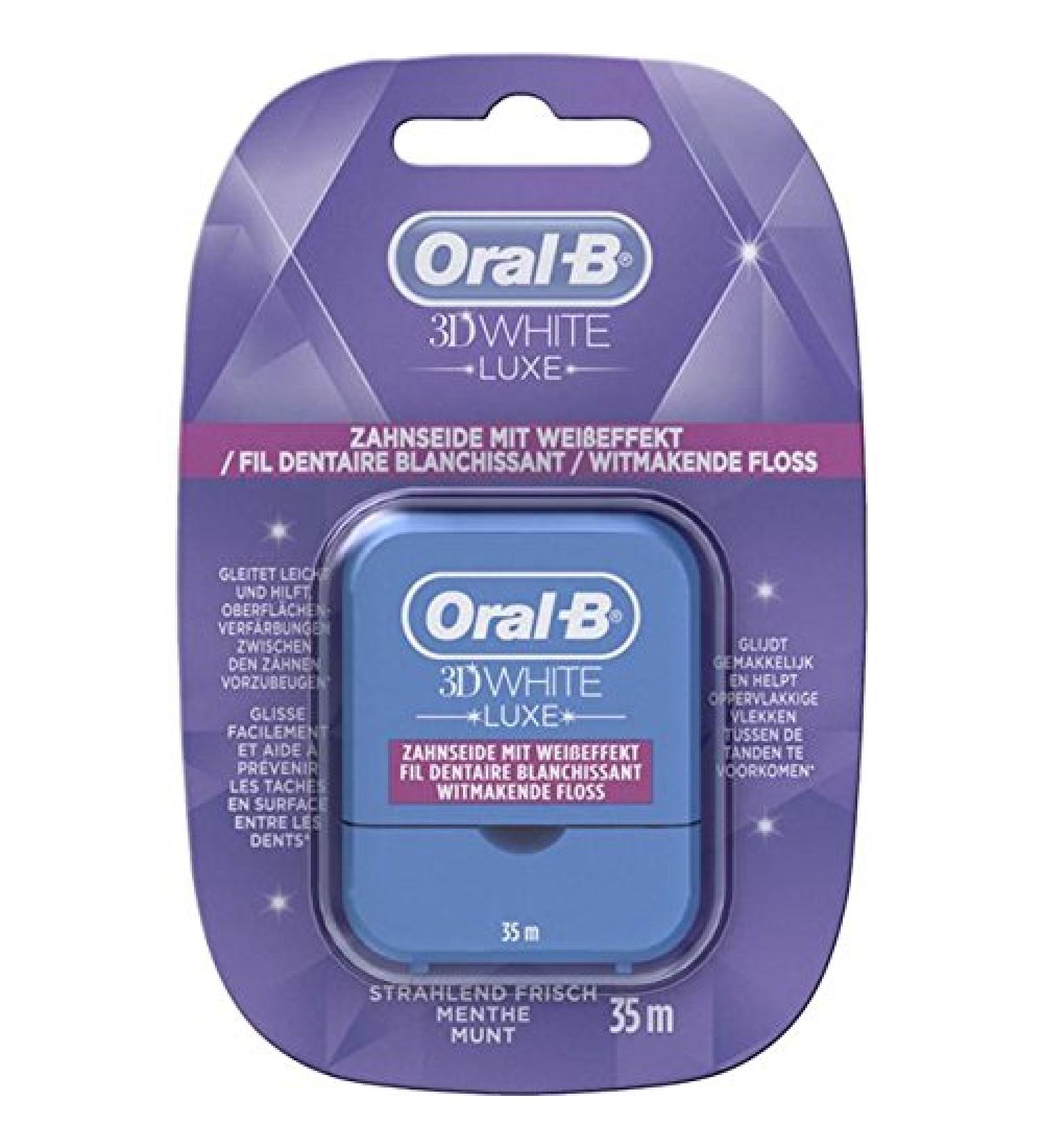 Oral-B Oral B 3D White Luxe dental floss with whitening effect 3 x 35 m. For beautiful white teeth.