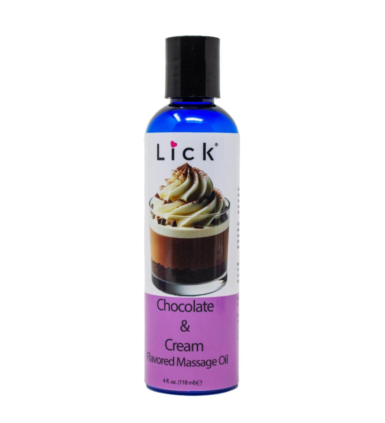 Lick Chocolate & Cream Massage Oil with Vitamin E - Edible Flavored Oil for Couples | Perfect for Romantic Date Night - 4 oz - Buy Online on GoSupps.com