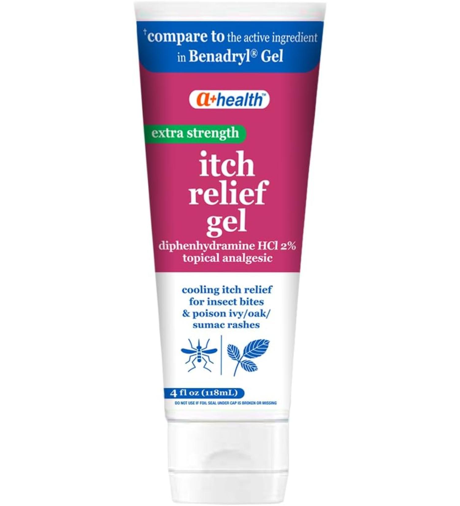 Extra Strength Itch Relief Gel | 2% Diphenhydramine HCl Topical Analgesic | Made in USA | 4 oz - Buy Online on GoSupps.com
