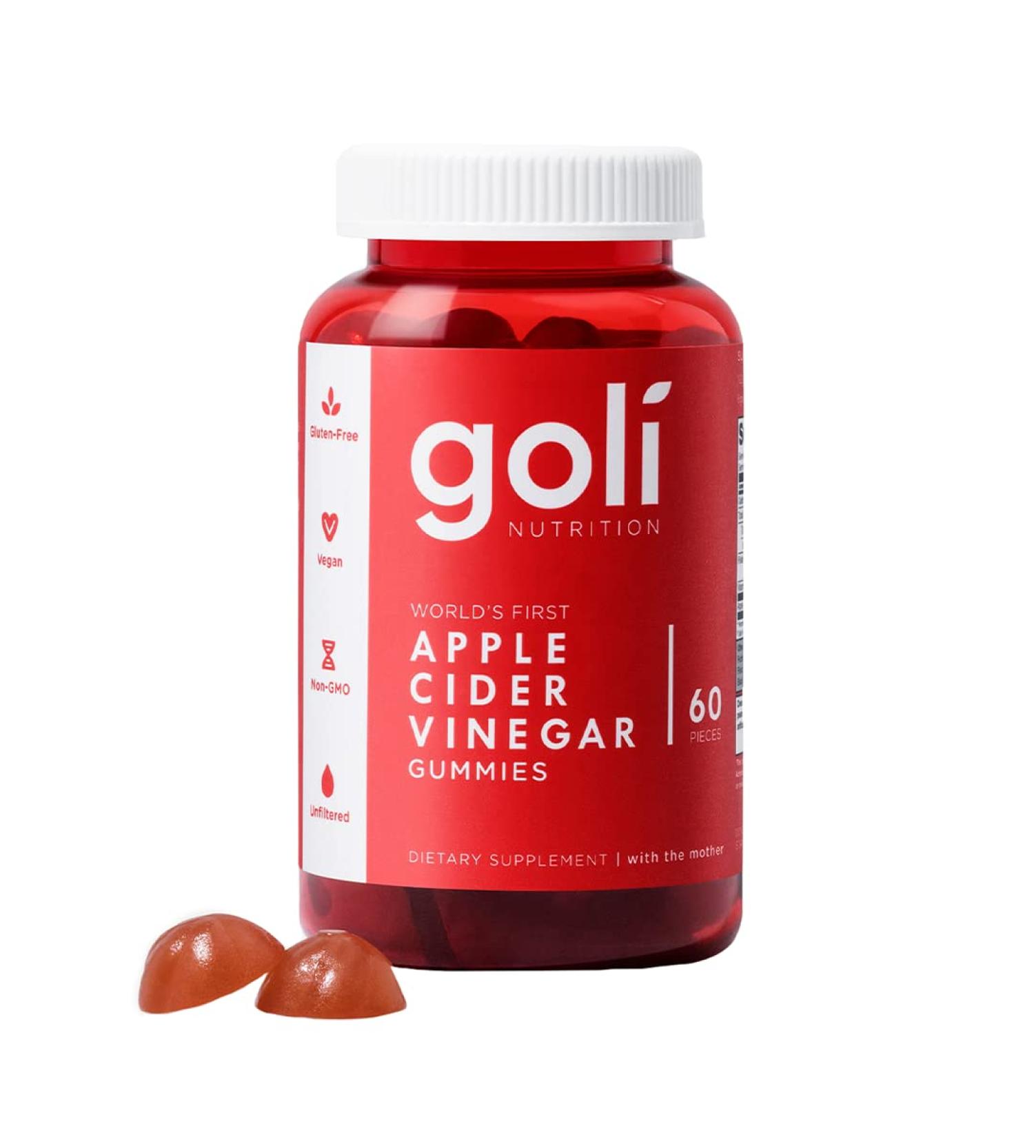 Goli Apple Cider Vinegar Gummy Vitamins - 60 Count | Vitamins B9 & B12 | Gelatin-Free, Gluten-Free, Vegan & Non-GMO - Buy Online on GoSupps.com