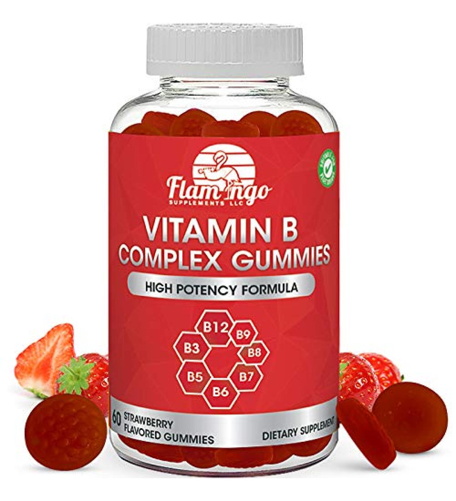 Vitamin B Complex Gummies - B12, B7, B6, B3, B5, B8, B9 - Prenatal, Vegan Diet, Hair, Nails - Supplement for Older Adults - 60 Day Supply - Buy Online on GoSupps.com