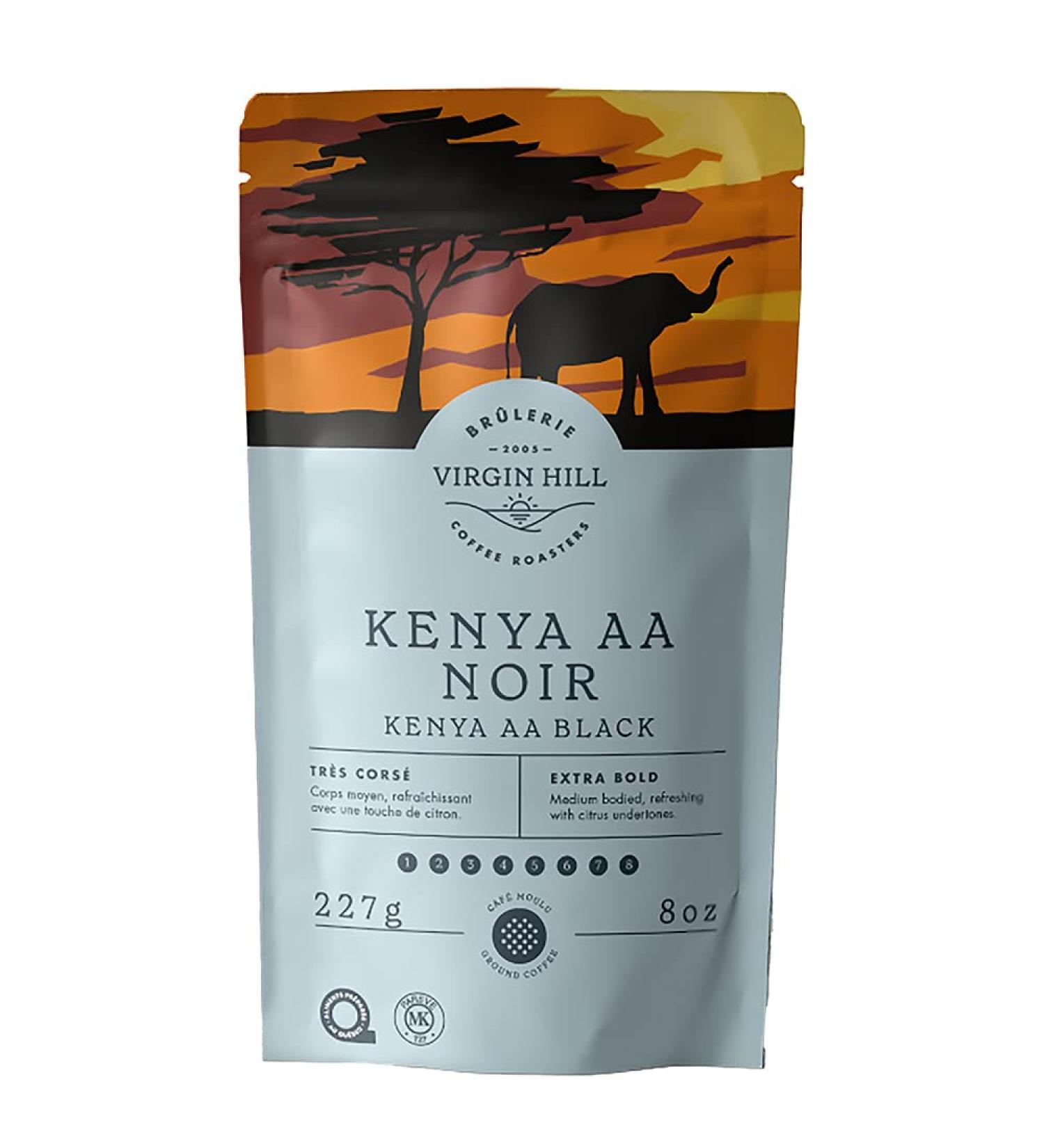 Virgin Hill Coffee - Kenya Black AA - Extra Bold Intensity & Extra Dark Roast - Half Pound of High-Grade Ground Coffee - 8oz / 227 grams Ground 8 oz. / 227 grams - Buy Online on GoSupps.com