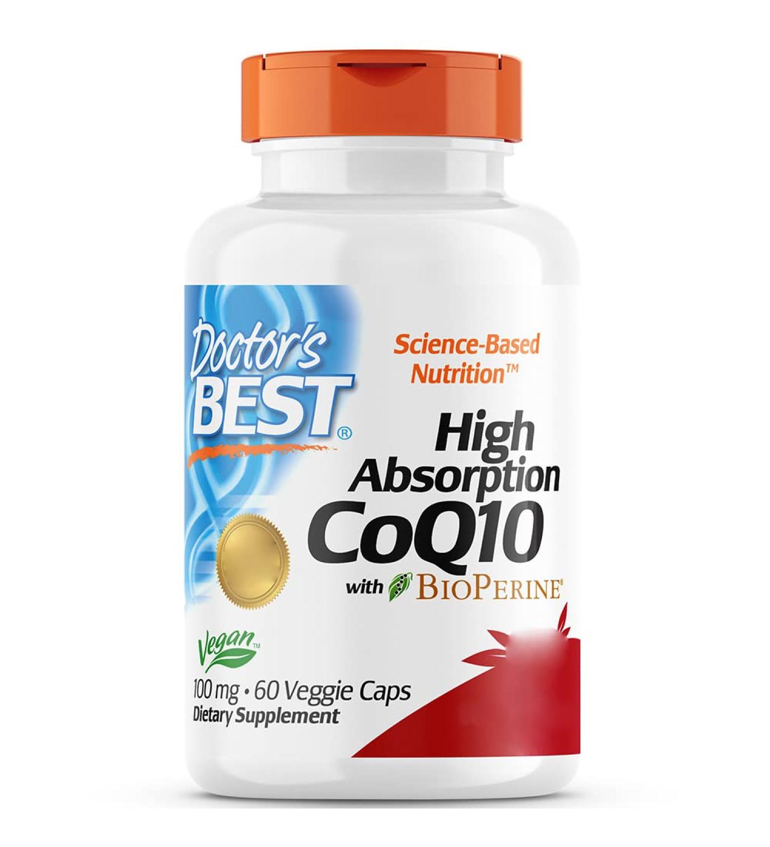 Buy Doctors Best High Absorption CoQ10 with Bioperine 100mg - 60 Capsules | Premium Quality Coenzyme Q10 Supplement for Optimal Health - International Shipping Available - Buy Online on GoSupps.com