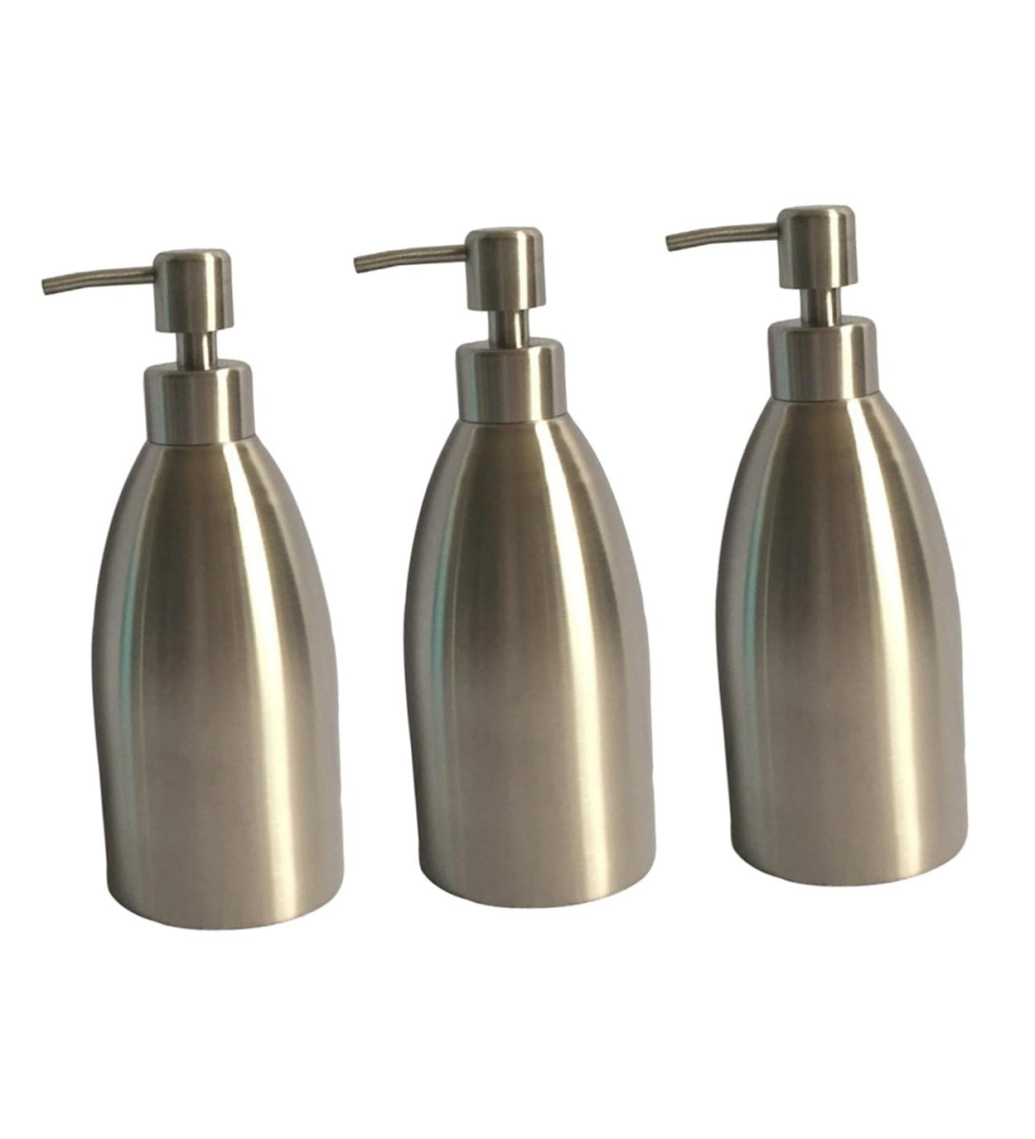 Zerodeko 3pcs 304 Liquid Containers Pump Liquid Soap Bottles Shampoo Bottle Stainless Steel Soap Dispenser Silverx3pcs mediumx3pcs - Buy Online on GoSupps.com