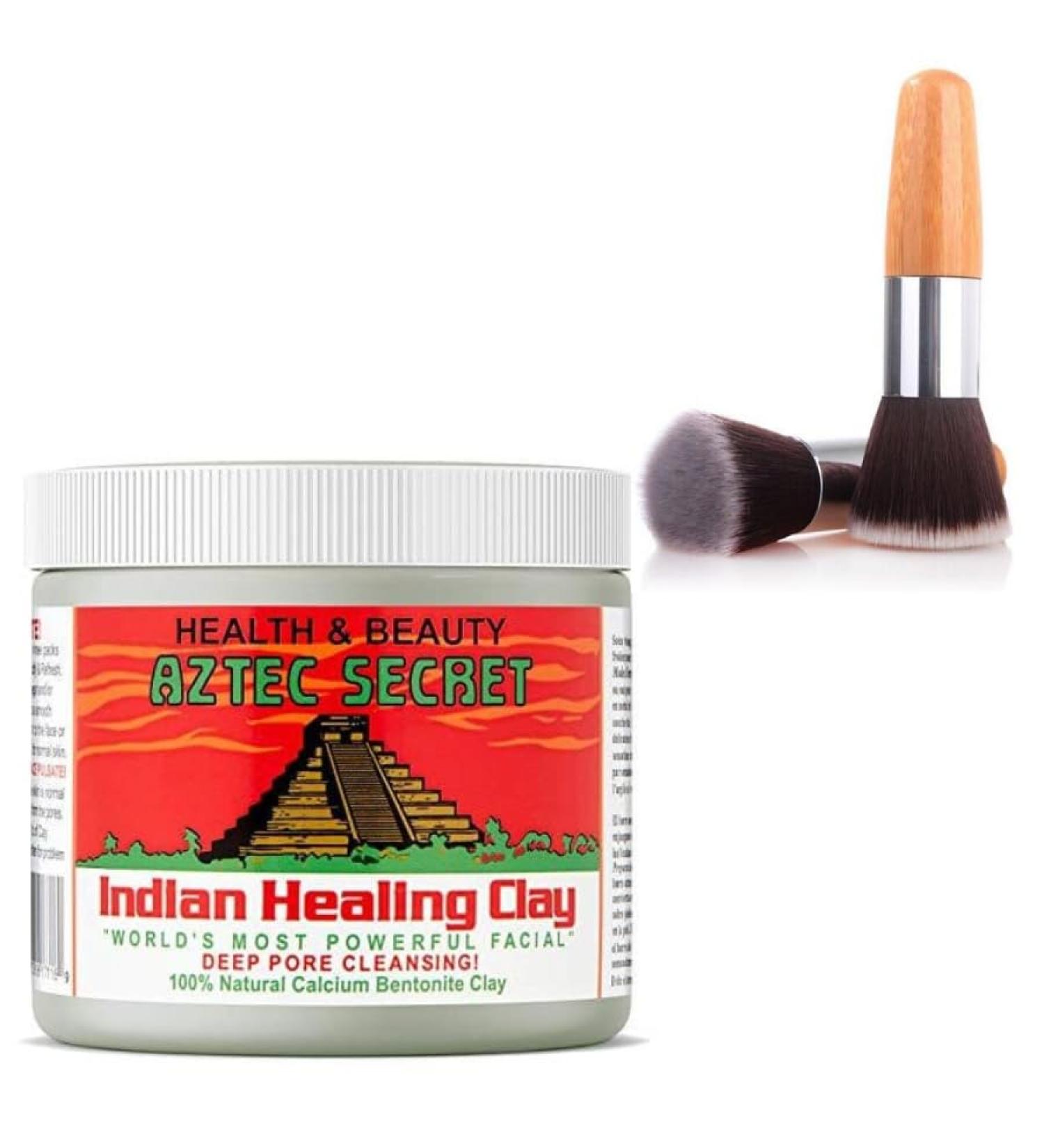 Indian Healing Clay 100% Original Bentonite Clay Mask 454g (1lb) With Free Flexible Facial Brush - Buy Online on GoSupps.com