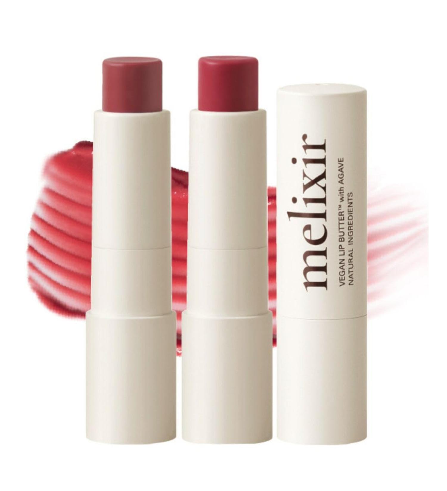 Melixir Vegan Lip Butter Duo Set Hydrating Tinted Lip Balm Gift Set with Shea Butter, Moisturizing for Dry Chapped Lips, Petrolatum-Free, Bee-Free, Sheer Natural Finish (Dewy Rose & Nudy Rose) - Buy Online on GoSupps.com