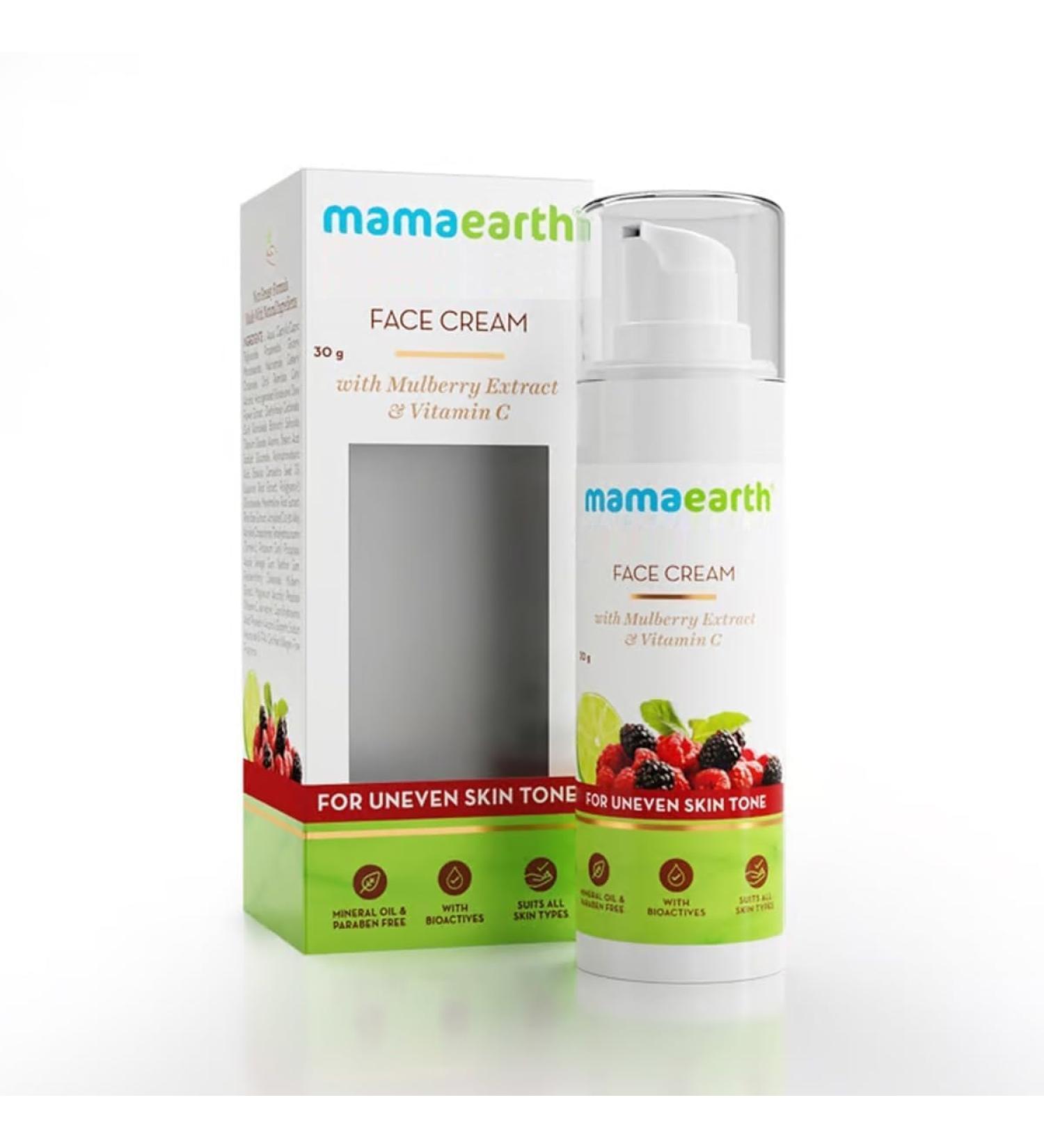 MAMAEARTH Face Cream | With Mulberry Extract and Vitamin C | 30 g (1.05 Fl Oz) - Buy Online on GoSupps.com