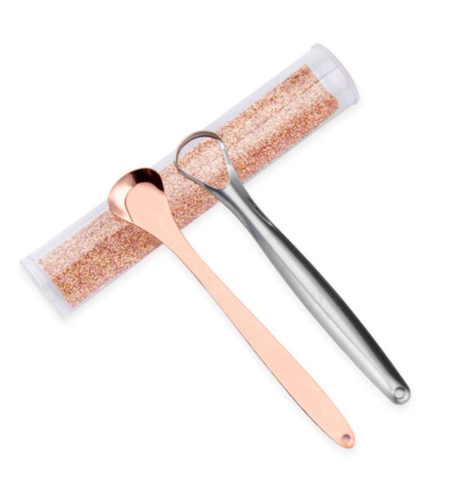 Buy NATHA Tongue Scraper Set - 2 Stainless Steel Reusable Brushes for Fresh Breath - Eco-Friendly Oral Care - Buy Online on GoSupps.com