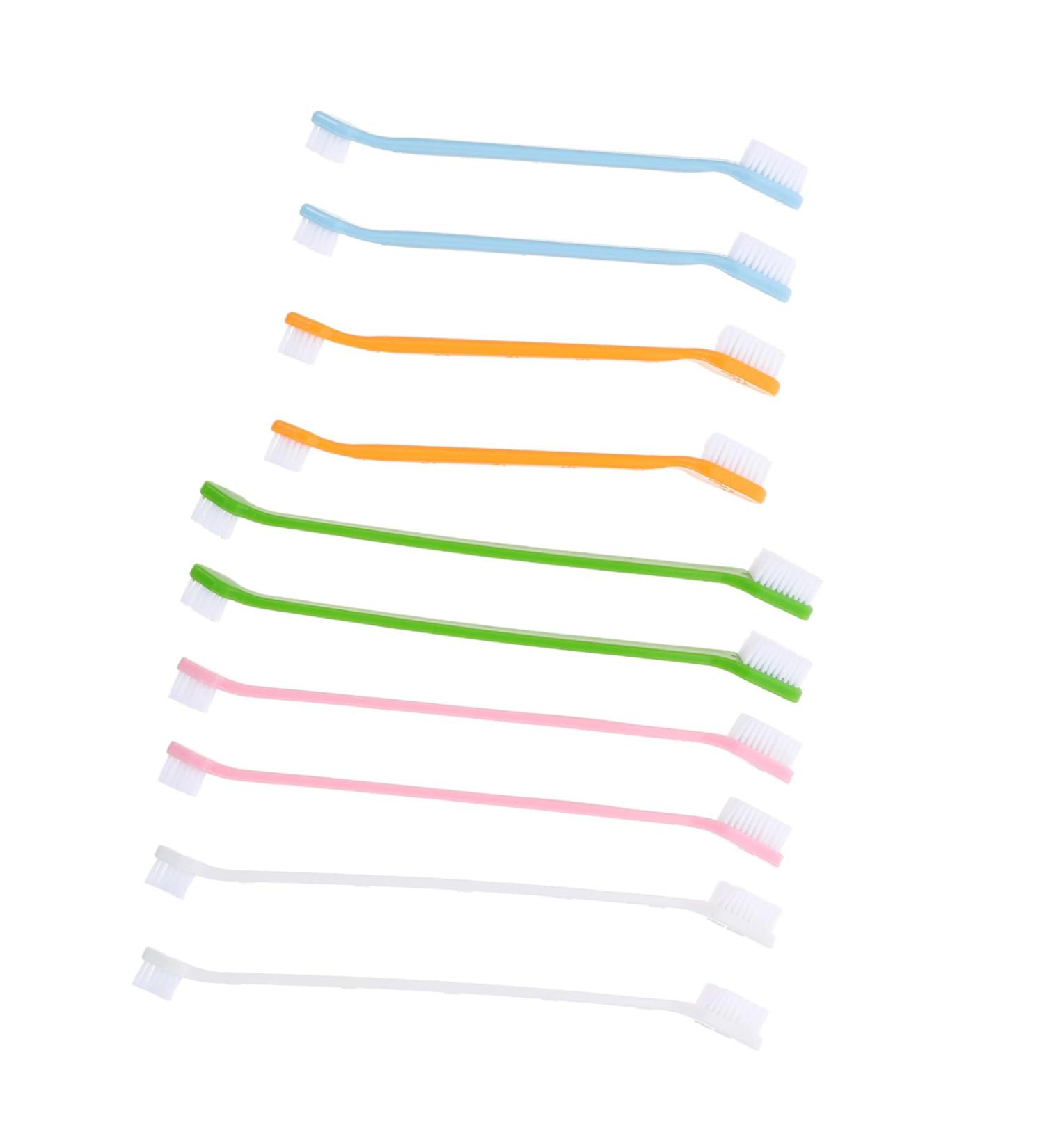 Angoily 10pcs Pet Small Teeth Dual-head Brush Clean for Cleaning Handheld Tooth Oral Pets Dog Puppy - Buy Online on GoSupps.com