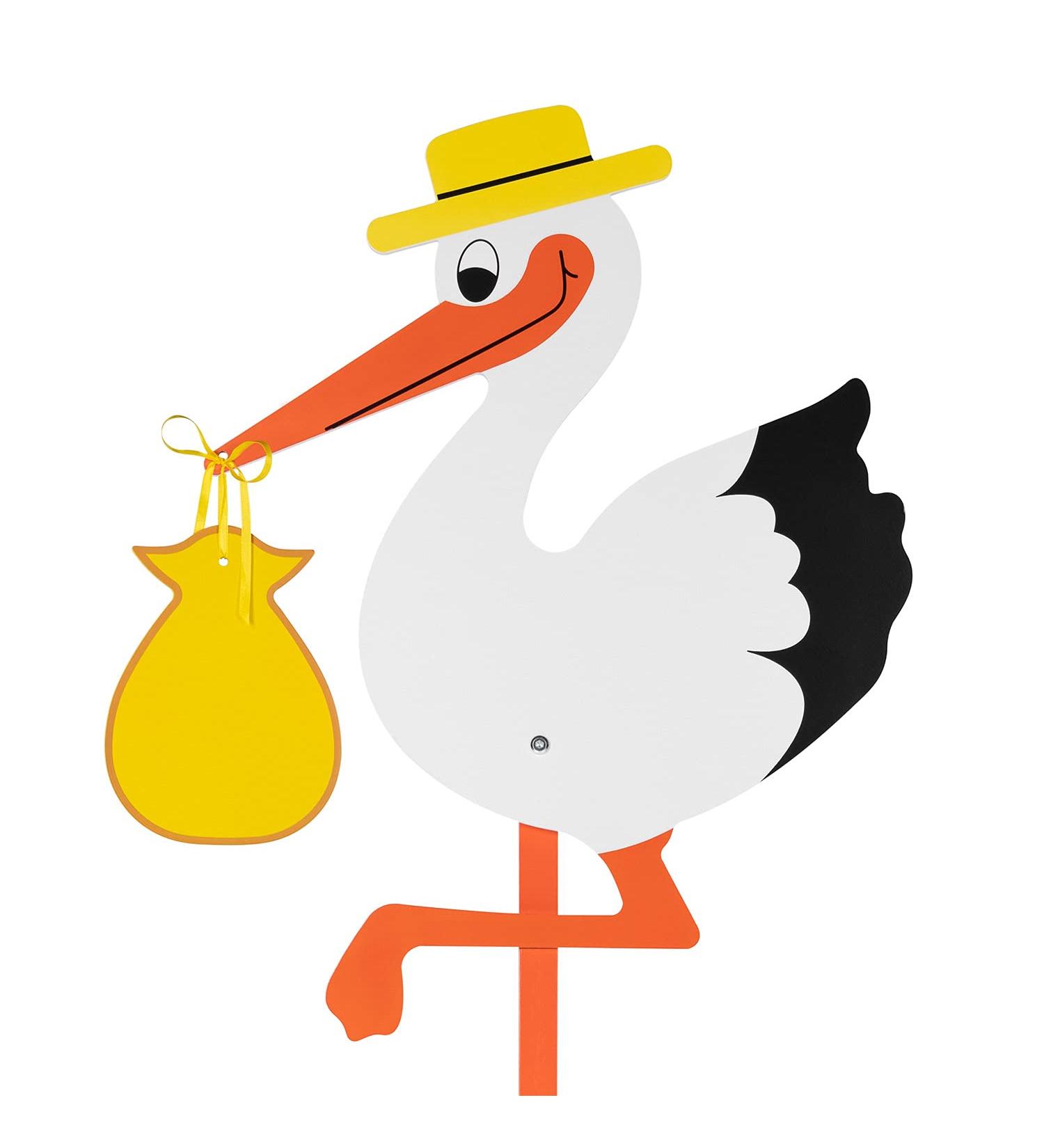 Theolino Storch Birth - Premium 150 cm Wooden Stork - Double-Sided Print - Unique Baby Gift for Birth - Perfect for Boys & Girls - Buy Online on GoSupps.com