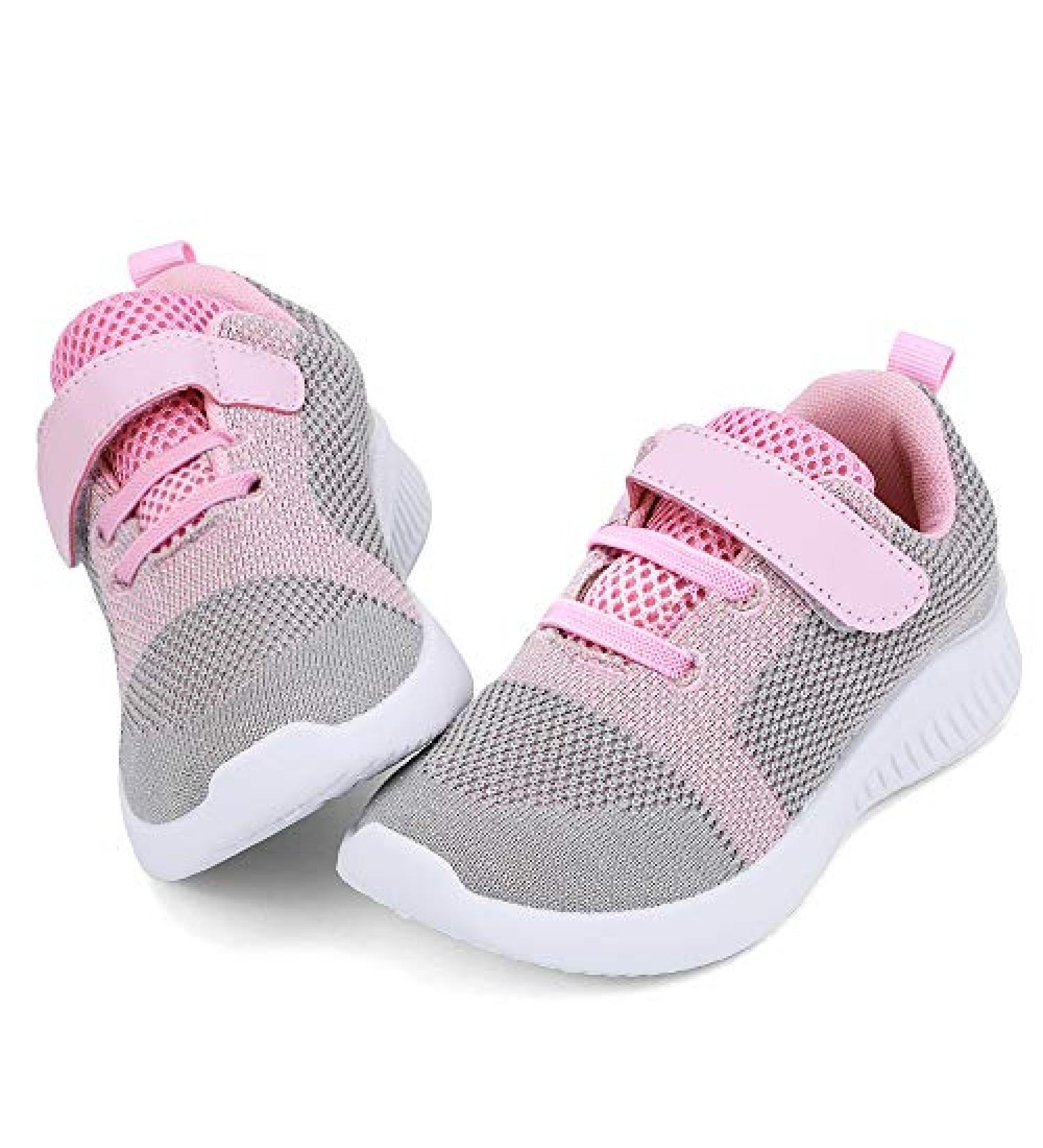 Nerteo Toddler/Little Kid Running/Walking Sports Sneakers - Light Grey/Pink - Size 5 - Buy Online on GoSupps.com