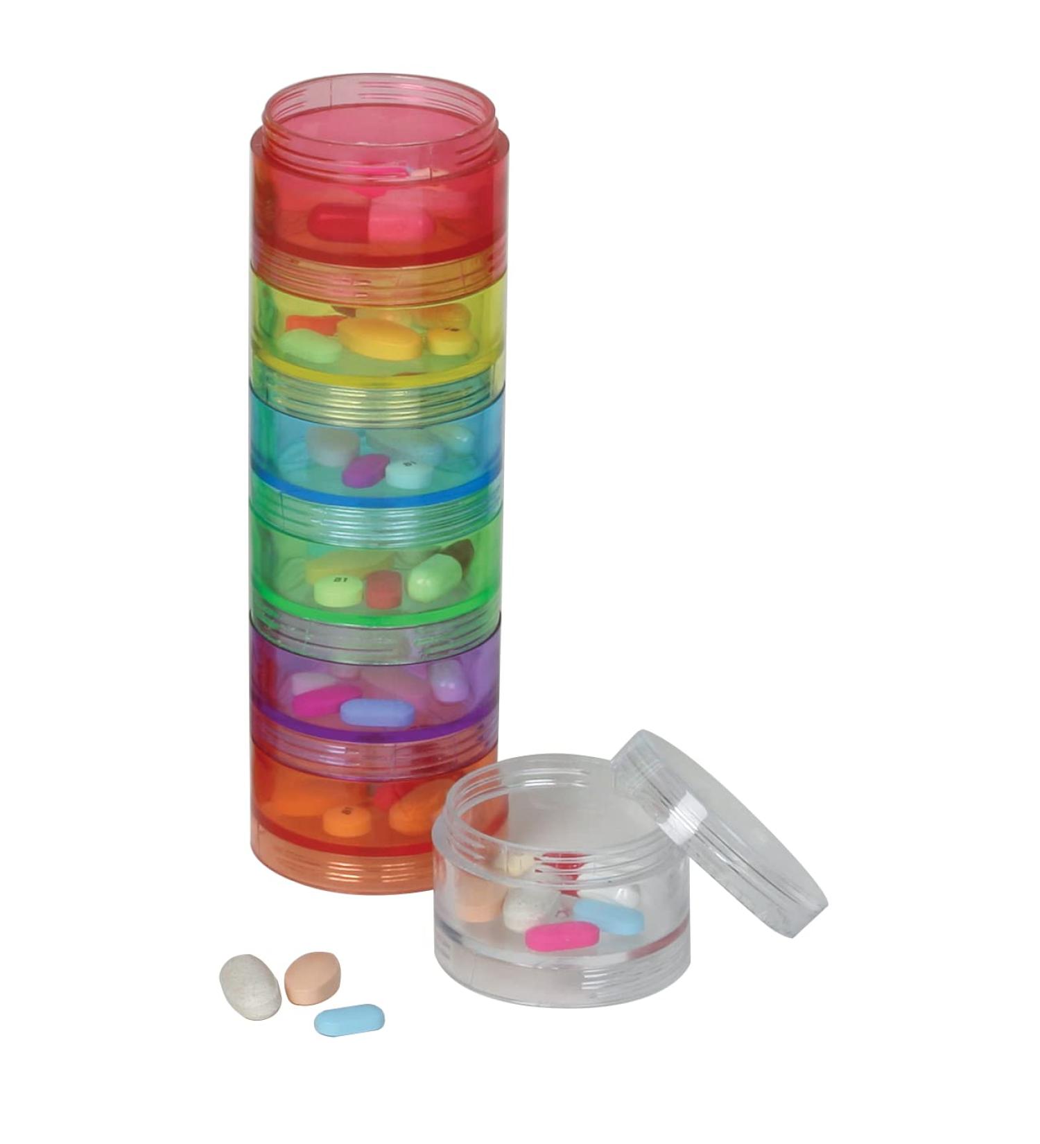 EZY DOSE Weekly Pill Case | 7-Day Medicine Planner & Vitamin Organizer | BPA Free Medium Detachable Compartments in Rainbow Colors - International Shipping Available - Buy Online on GoSupps.com