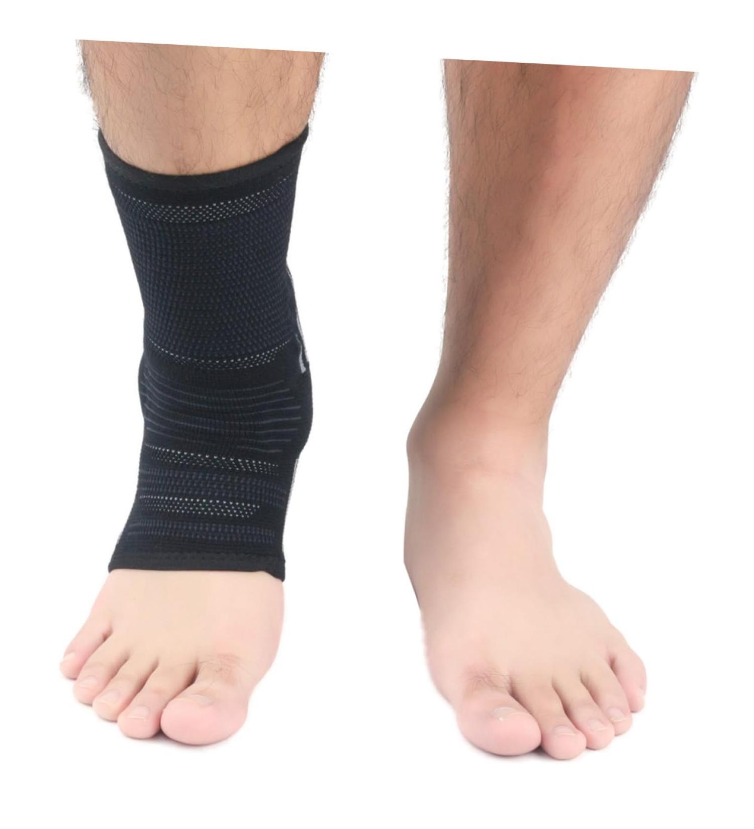 FRCOLOR Silicone Ankle Sleeve Socks - Achilles Tendon Support & Arch Braces for Men | Fake Soccer & Football Protective Gear | 24x10cm Black - Buy Online on GoSupps.com