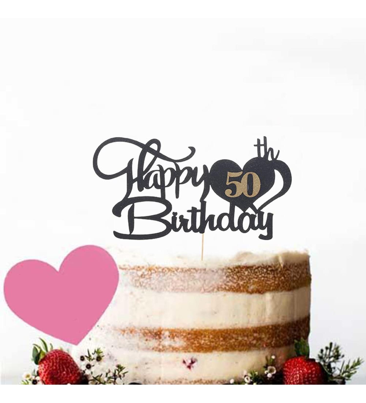 50 Cake Topper for 50th Birthday 50 Birthday Decoration Happy Birthday Toppers for Cakes Personalised Cake Toppers Birthday Black and Gold Cake Topper Birthday Cake Decorations for Birthday Party - Buy Online on GoSupps.com