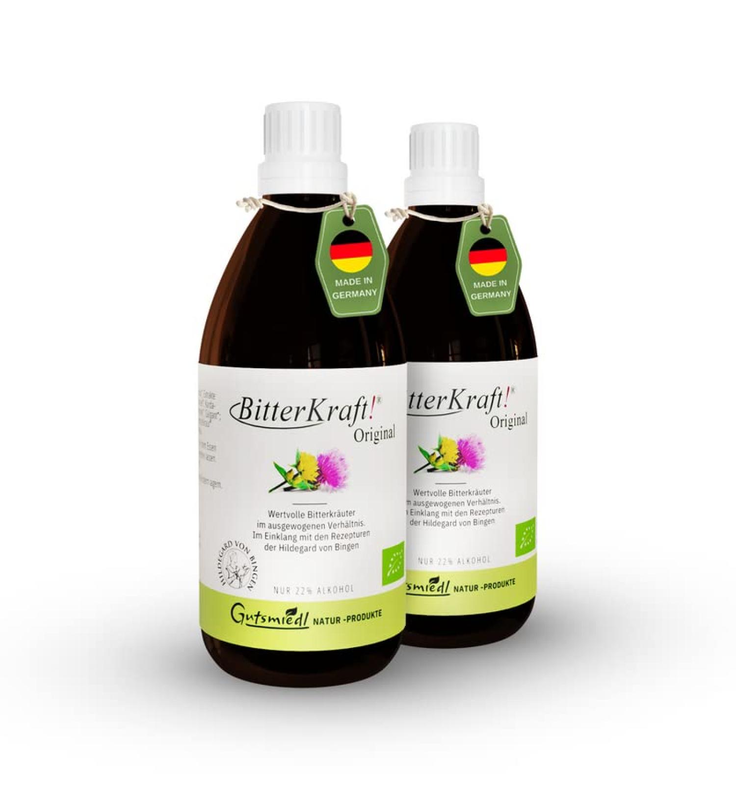 Bitter Power! Organic Bitter Drops - Hildegard von Bingen Formula | 100% Natural Vegan | 2x200ml High-Dose from 9 Exquisite Herbs - Buy Online on GoSupps.com