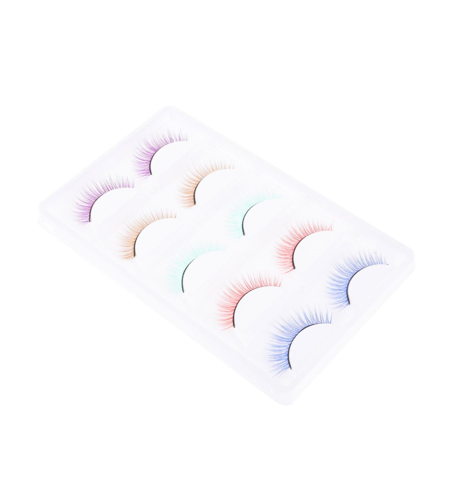 Housoutil 5 Pairs Colored False Eyelashes Lash Cosmetics Fake Lashes Natural False Lashes Full Strips Eyelash Synthetic Fiber Eyelash Party Diy Fake Lashes 3d Eyelashes Artificial Lashes 5d - Buy Online on GoSupps.com